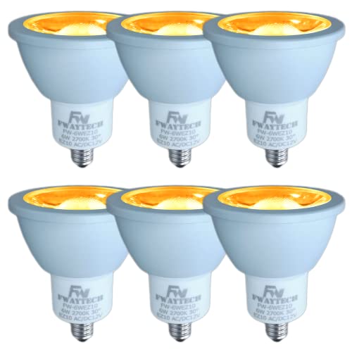 Fwaytech LEDハロゲン電球 EZ10 LEDスポットライト 12V ダイクロハロゲン50W?60W相当 密閉器具対応 (6W EZ10口金 30度(6個), 電球色相当(2700K))