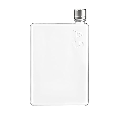 メモボトル A5-750ml - バッグ、本、ラップトップの隣に収まるスリムでフラットなウォーターボトル | BPAフリーのトライタンプラスチック | モダンで便利、ミニマリストな美学 | ジム、仕事、旅行に最適