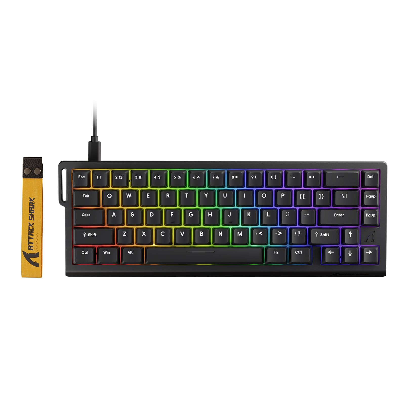 ATTACK SHARK X68HE ラピットトリガー ゲーミングキーボード RT0.01mm 8000hz RGB 有線USB 磁気スイッチ 0.125msディレイ ダブル PBTキーキャップ デッドゾーン調整機能 ホットスワップ可能 （ブラック）