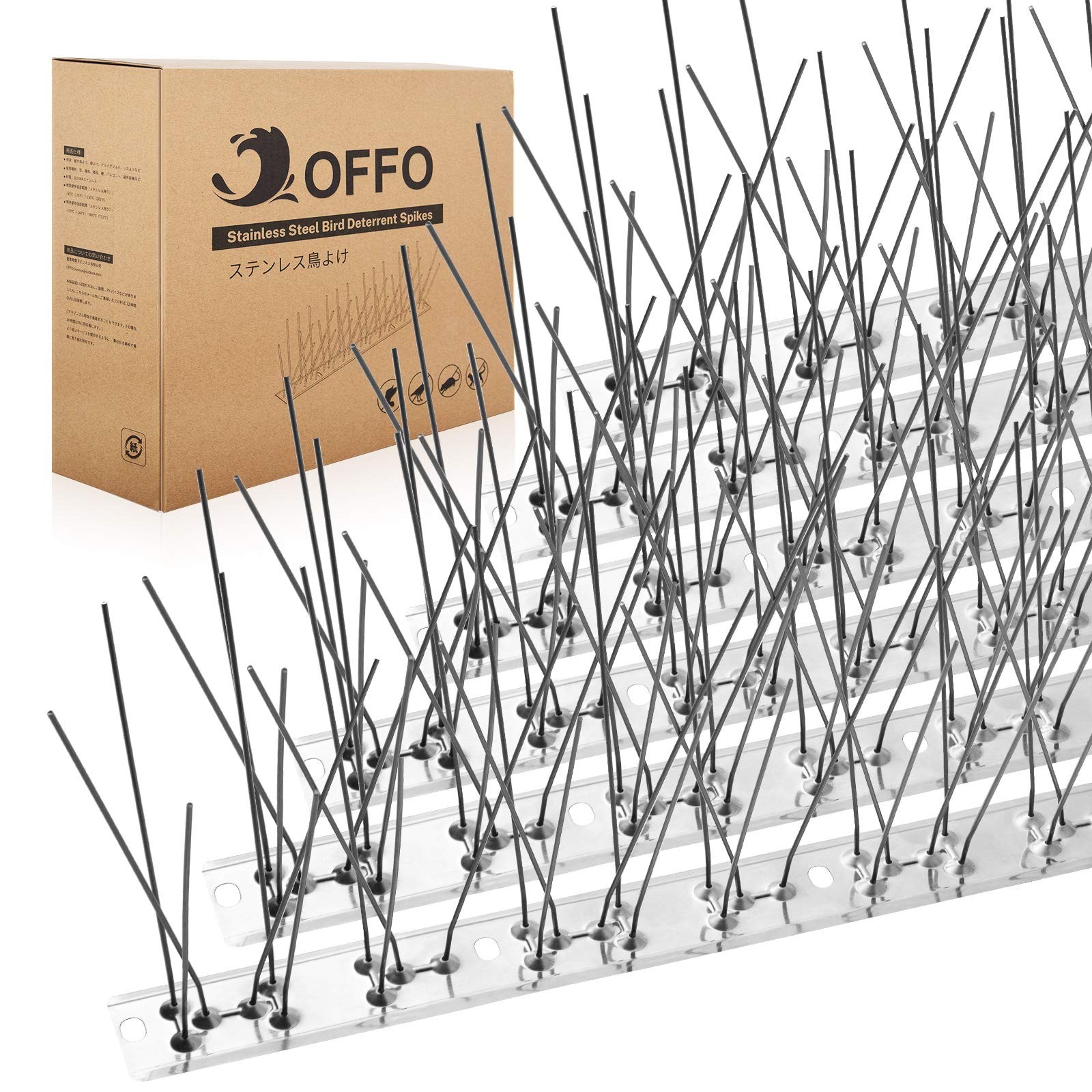 OFFO 鳥よけ 鳩よけは100%ステンレス製でアセンブリ済品です。41.25cm*36個入り(1485cm) 耐候性に強い 15年間使う 針が密集する カラスよけ フン害防止・ベランダ・屋上・・用 取扱説明書付き
