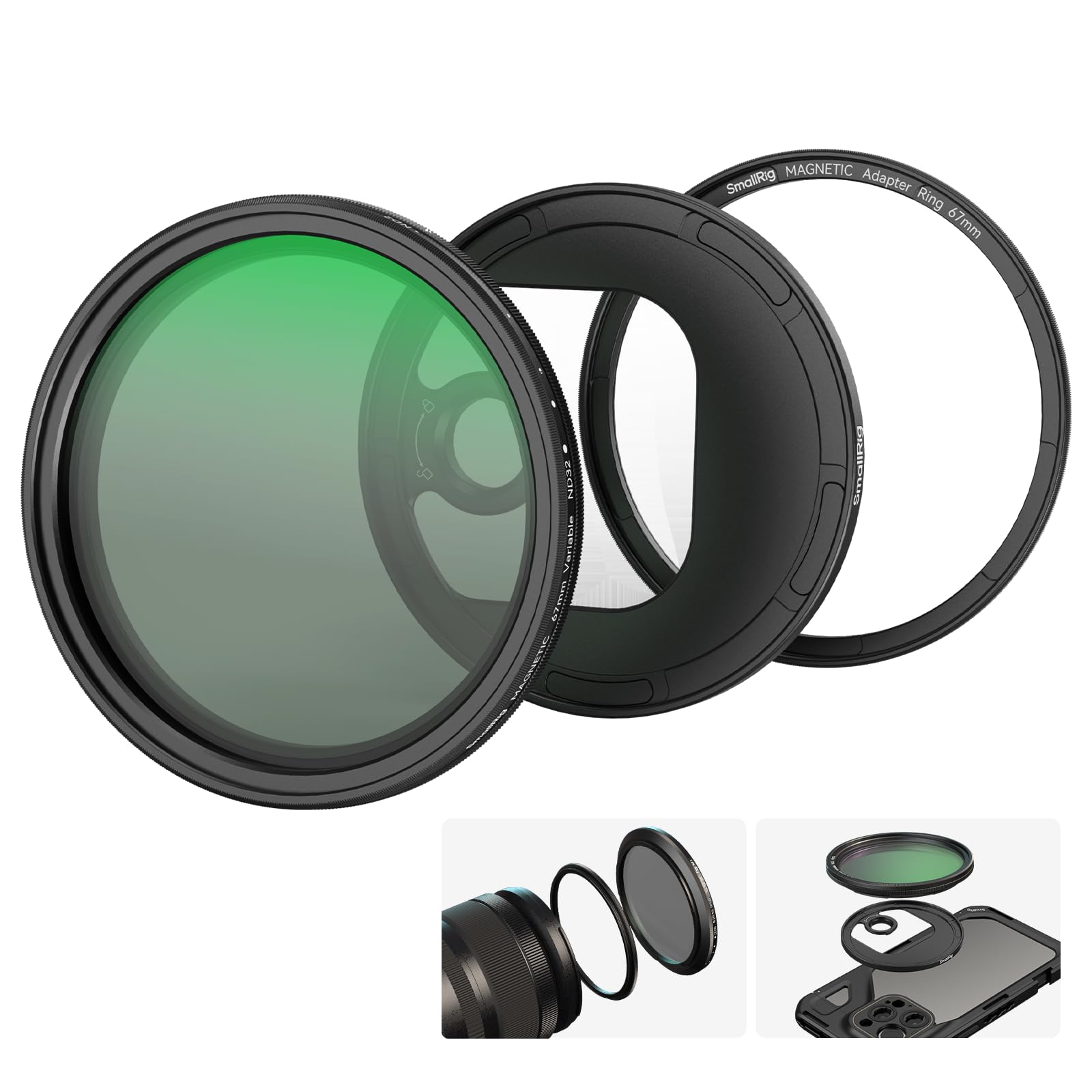 SmallRig 67mm 磁気可変 ND フィルターキット、ND2-ND32 (1-5 ストップ) VND フィルター、T マウント フィルターリング付き、スマホ/カメラ用ねじ式フィルターリング付き、X クロスなし HD 光学ガラス VND フィルターキ 10,378円