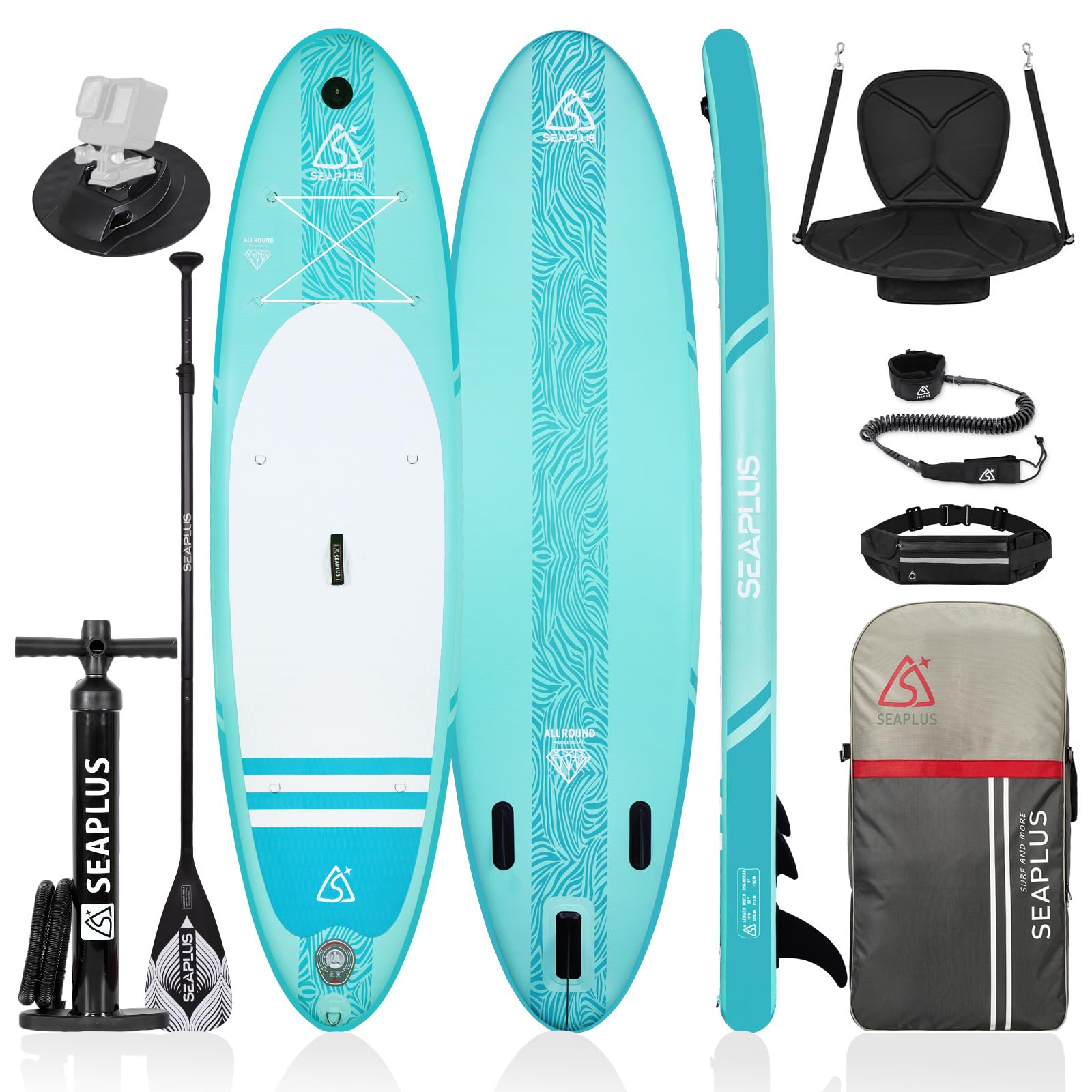 SUPボード サップボード SEAPLUS スタンドアップパドルボード インフレータブル sap カメラサポート付き サーフボード 初心者 釣り レース 水上散歩 ヨガ CL-G 320 * 81cm*15cm 最大積載重量140kg フルセット (グリー｜SelectSHOP 岐阜 店