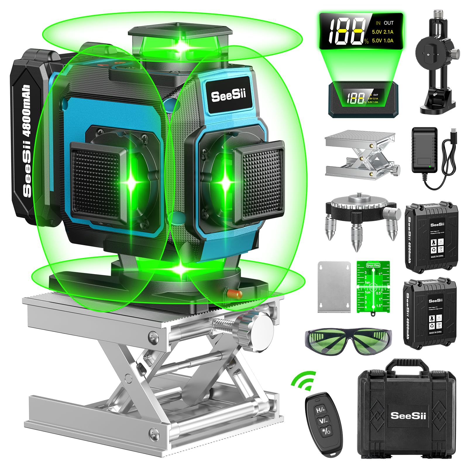 楽天市場】Seesii レーザー墨出し器 4x360°グリーンレーザー