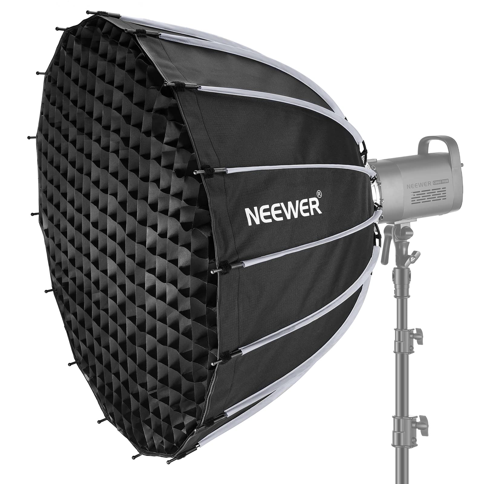 NEEWER 85cm ソフトボックス パラボリック クイックセットアップ 折りたたみ ディフューザー/ハニカムグリッド/バッグ付き Bowensマウント コンパチブル Aputure 120d Light Dome コンパチブル Godox sl60w