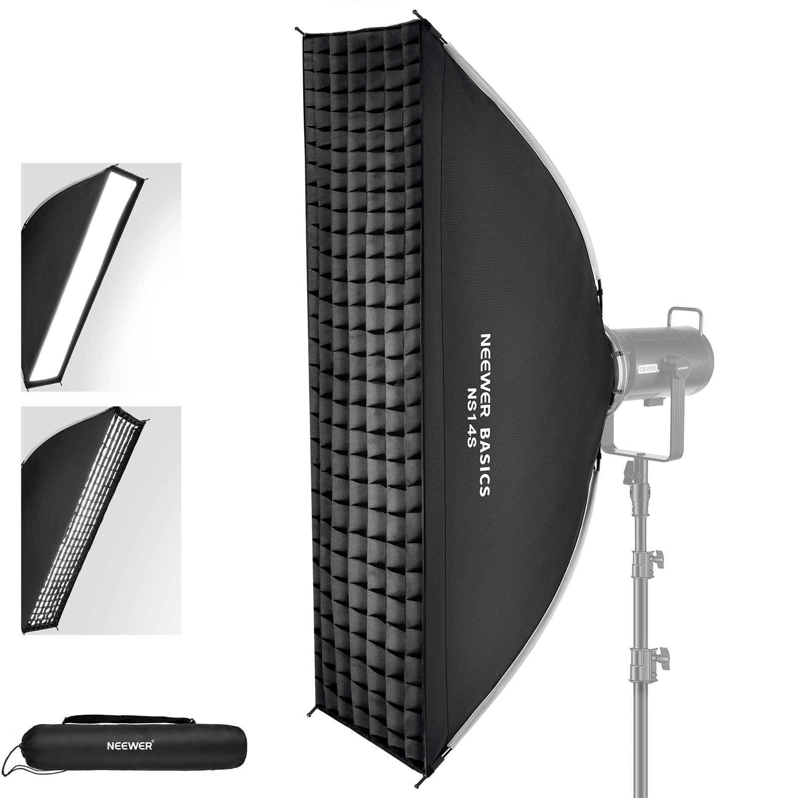 NEEWER BASICS 長方形ソフトボックス 30x120cm ストリップソフトボックス ライトディフューザー/Bowensマウント付き クイックリリース 折りたたみ式 コンパチブル 120D/60D/100X/150C/600D/SL60W スタジオ