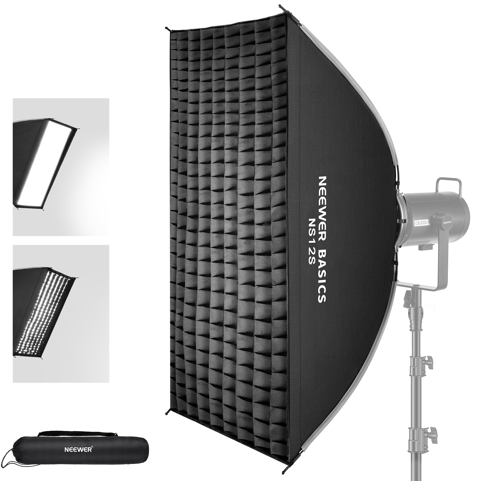 NEEWER BASICS 長方形ソフトボックス 60x90cm ストリップソフトボックス ライトディフューザー/Bowensマウント付き クイックリリース 折りたたみ式 コンパチブル 120D/60D/100X/150C/600D/SL60W スタジオ写|SelectSHOP 岐阜 店