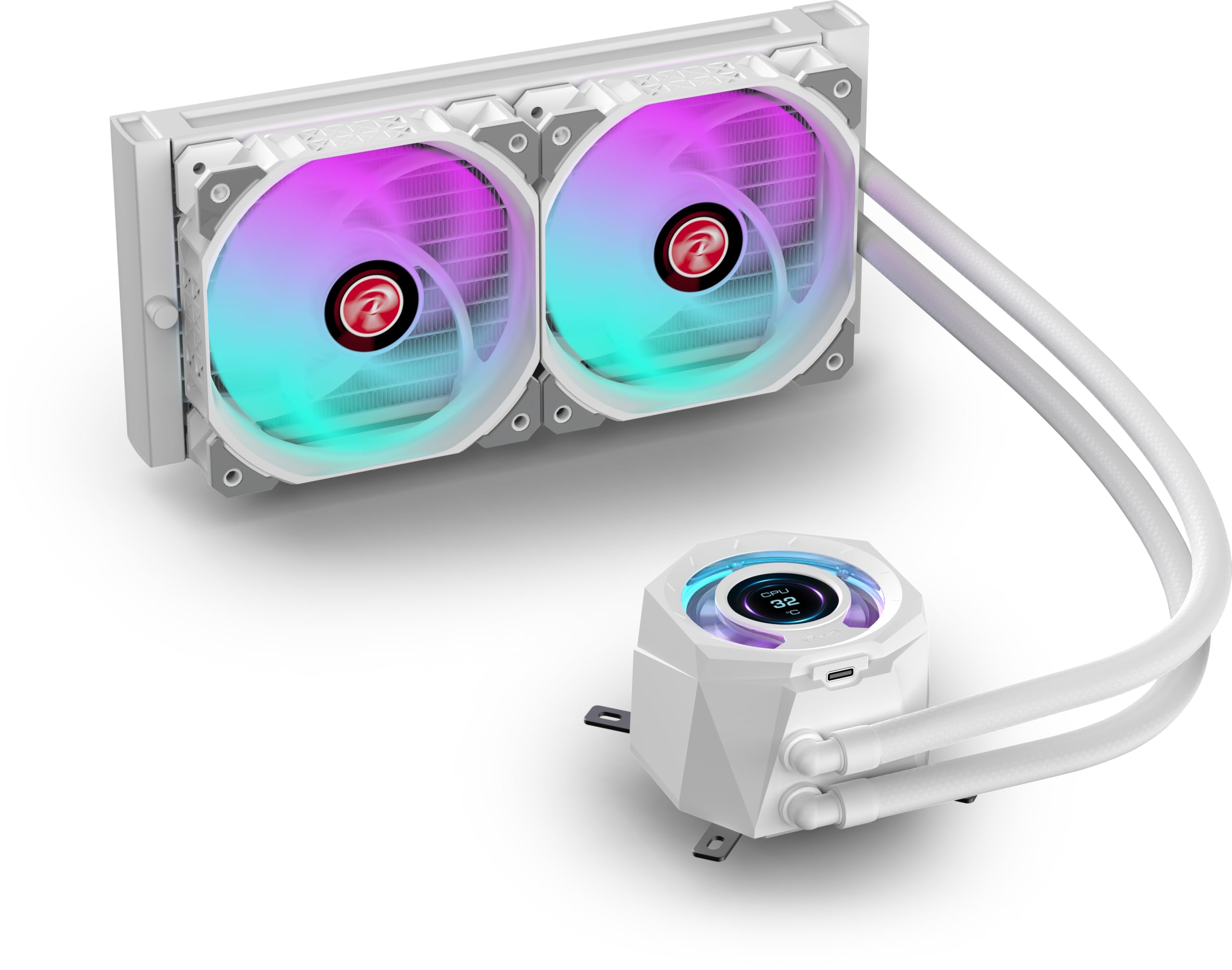 RAIJINTEK ライジンテック CYCLOPS 240 WHITE AIO水冷CPUクーラー 、1.4インチLCDスクリーン、高性能液体金属熱伝導ペースト52W/mk (0R10B00231)|SelectSHOP 岐阜 店