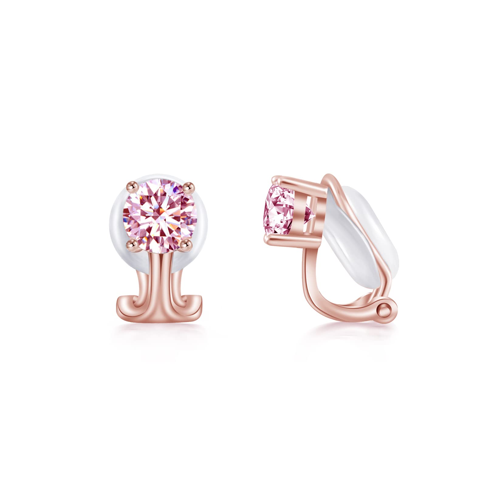 Free bird トルマリン イヤリング レディース ピンクゴールド シルバー925 金属アレルギー対応 ノンホールピアス レディース 痛くない 10月の誕生石 かわいい 誕生日 母の日 母の日のプレゼント画像