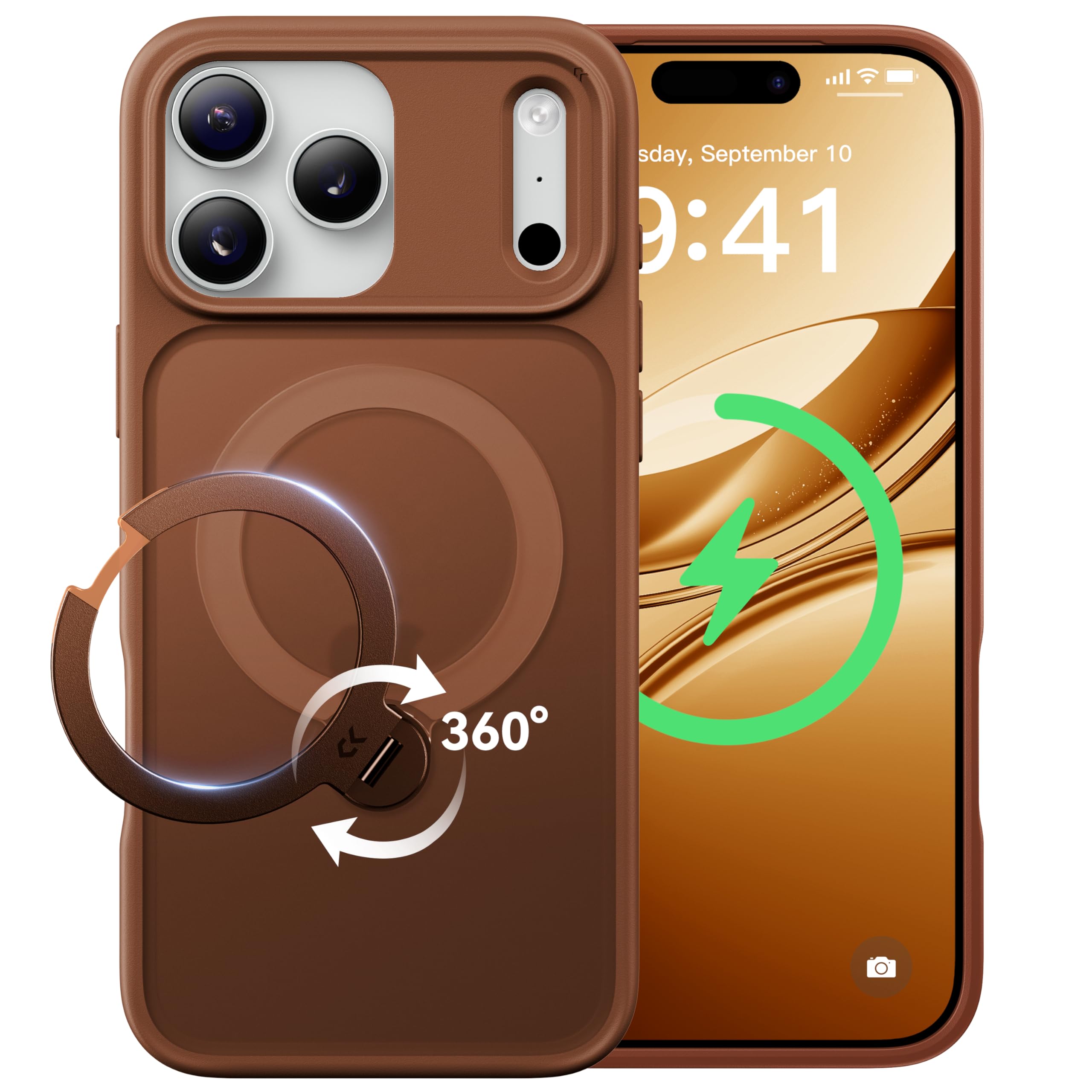 【2026最高傑作&定点360度回転】CASEKOO iPhone 17 Pro Max 用 ケース MagSafe対応 米軍MIL規格 360°全方向耐衝撃 【横縦両立・角度自由調整】最大25W急速充電対応 指紋防止/マット仕上げ/黄変防止/半透明 ラッ