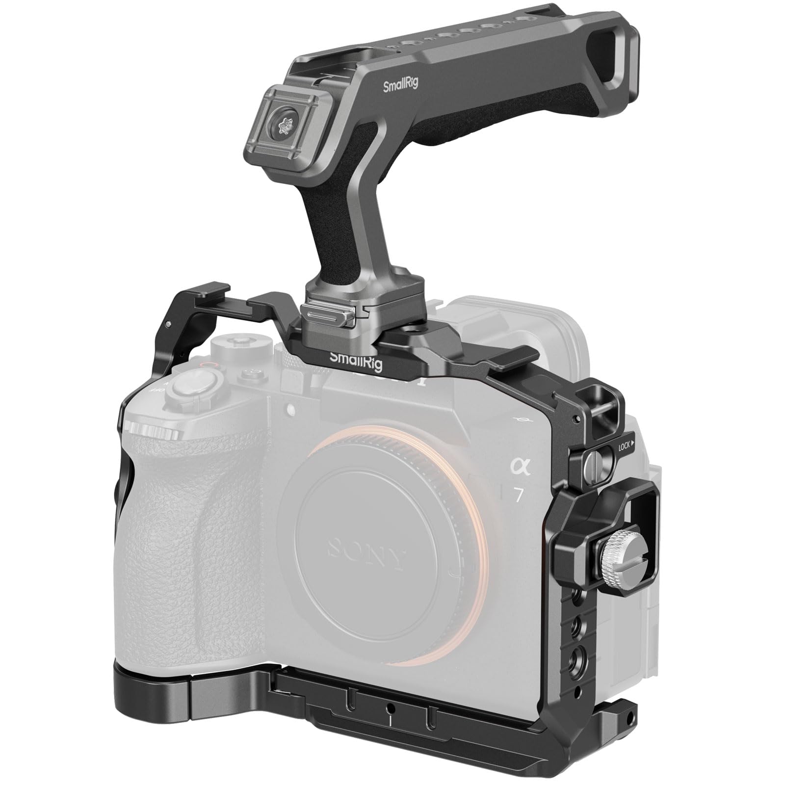 SmallRig A7 V/A7R V/A7 IV対応 HawkLock ケージキット Sony Alpha 7 V/7R V/7 IV用、NATOトップハンドル、NATOレール、Arca用クイックリリースプレート、HDMI用ケーブルクランプ付き - 60｜SelectSHOP 岐阜 店
