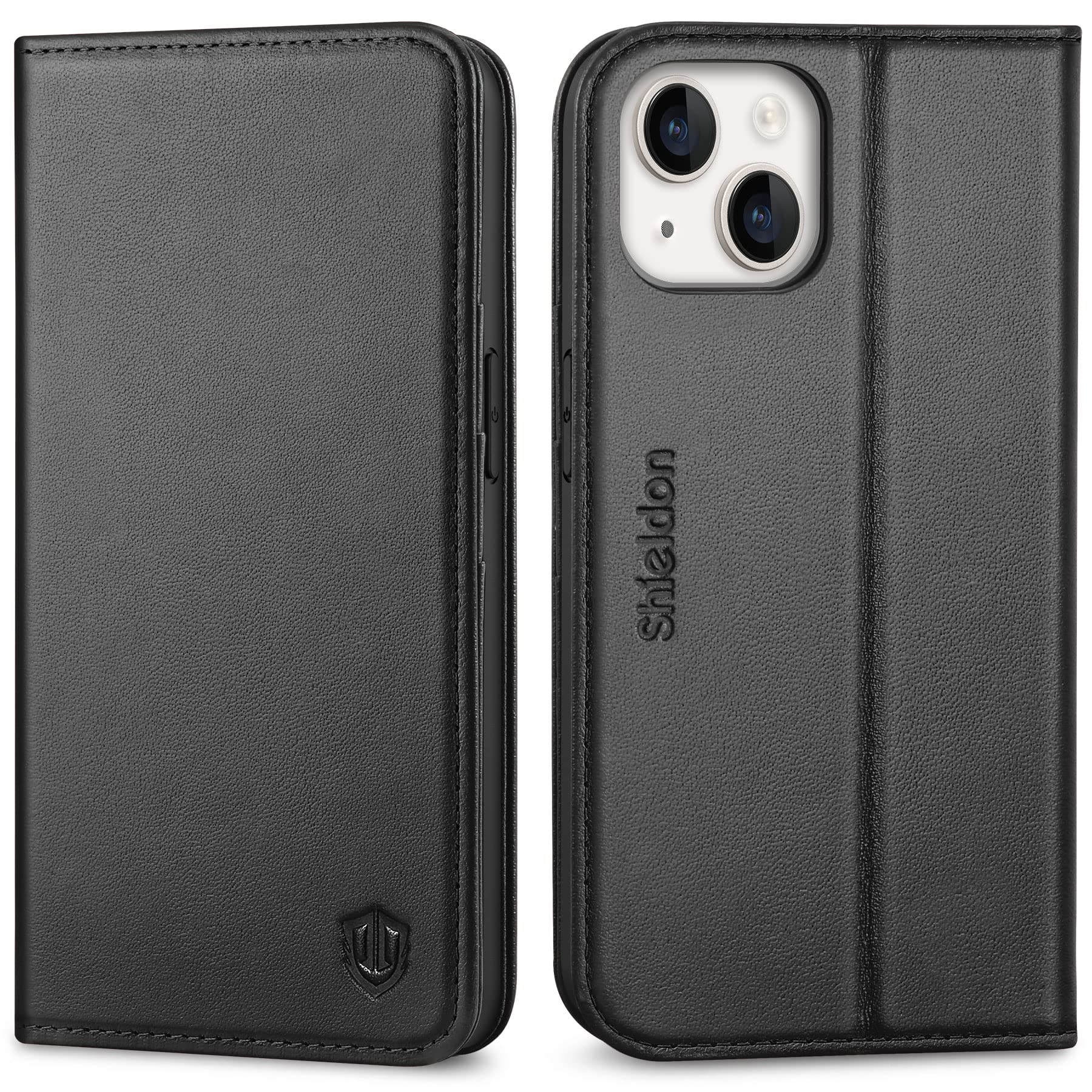 SHIELDON iPhone 14 対応 ケース 手帳型 本革レザー アイホン14 対応 ケース 衝撃吸収 全面保護 TPU素材 カード収納 財布型 横置きスタンド機能 マグネット内蔵 [RFIDブロッキング] あいふぉん14 6.1インチ ケース スマ