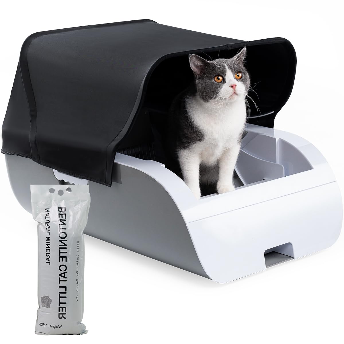 猫 トイレ 自動 10つのセンー搭載 猫用階段付き 猫トイレ自動 100L Amazon | CATCOOL猫 トイレ 自動 10つのセンサー搭載 猫用階段