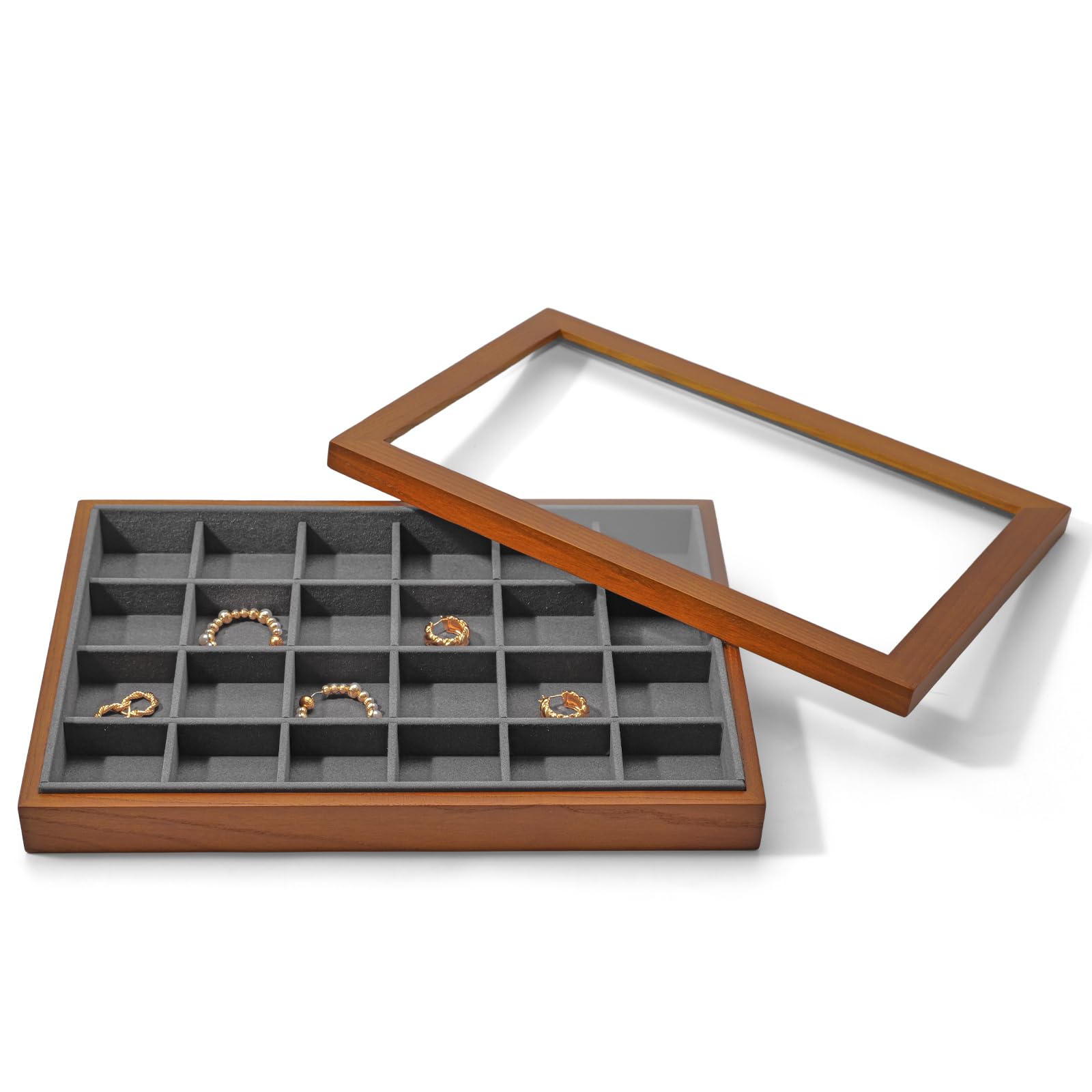 楽天市場】Oirlvジュエリートレイ蓋付き24区画木製ジュエリーボックス