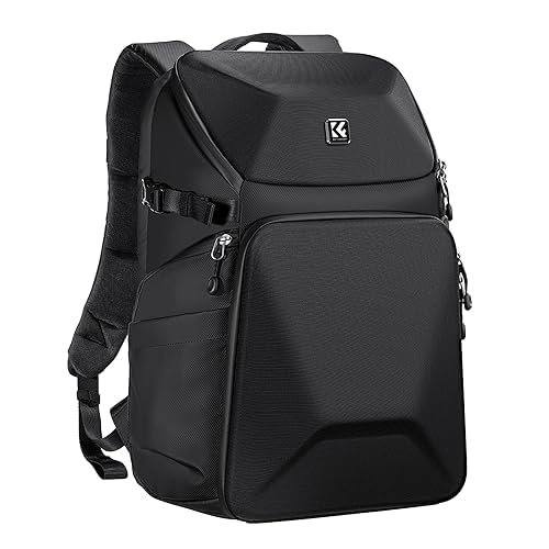 [K&F Concept] カメラバッグ カメラリュック リュックサック 20L 大容量 2気室 おしゃれ レインカバー付き EVA材質防水耐衝撃 16インチPC収納＆三脚収納可 旅行/撮影/登り/アウトドア撮影に適用 黒