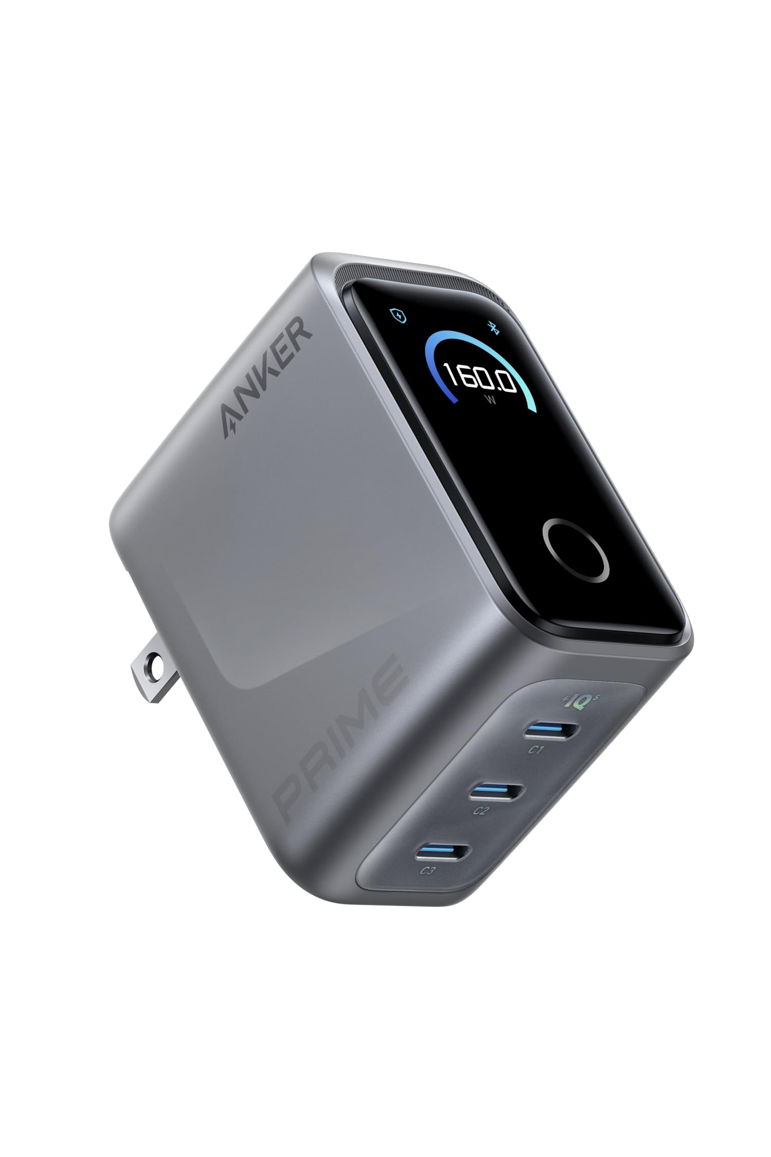 Anker Prime Charger (160W, 3 Ports) シルバー 【PSE技術基準適合/折りたたみ式プラグ/PD対応】iPhone 17シリーズ iPhone Air MacBook Windows PC iPad Galaxy Andro