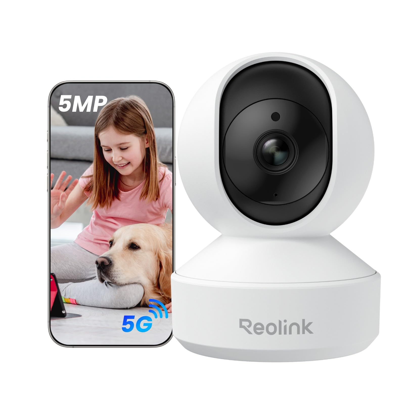 Reolink ペットカメラ 3K 500万画素 2.4/5GHz 見守りカメラ AI人物/ペット/泣き声検知 自動追尾 360°全方位保護 ベビーモニター プライバシーモード F1.6 暗視強化 防犯カメラ 室内 24h常時録画 犬 猫 留守番カメラ ネ