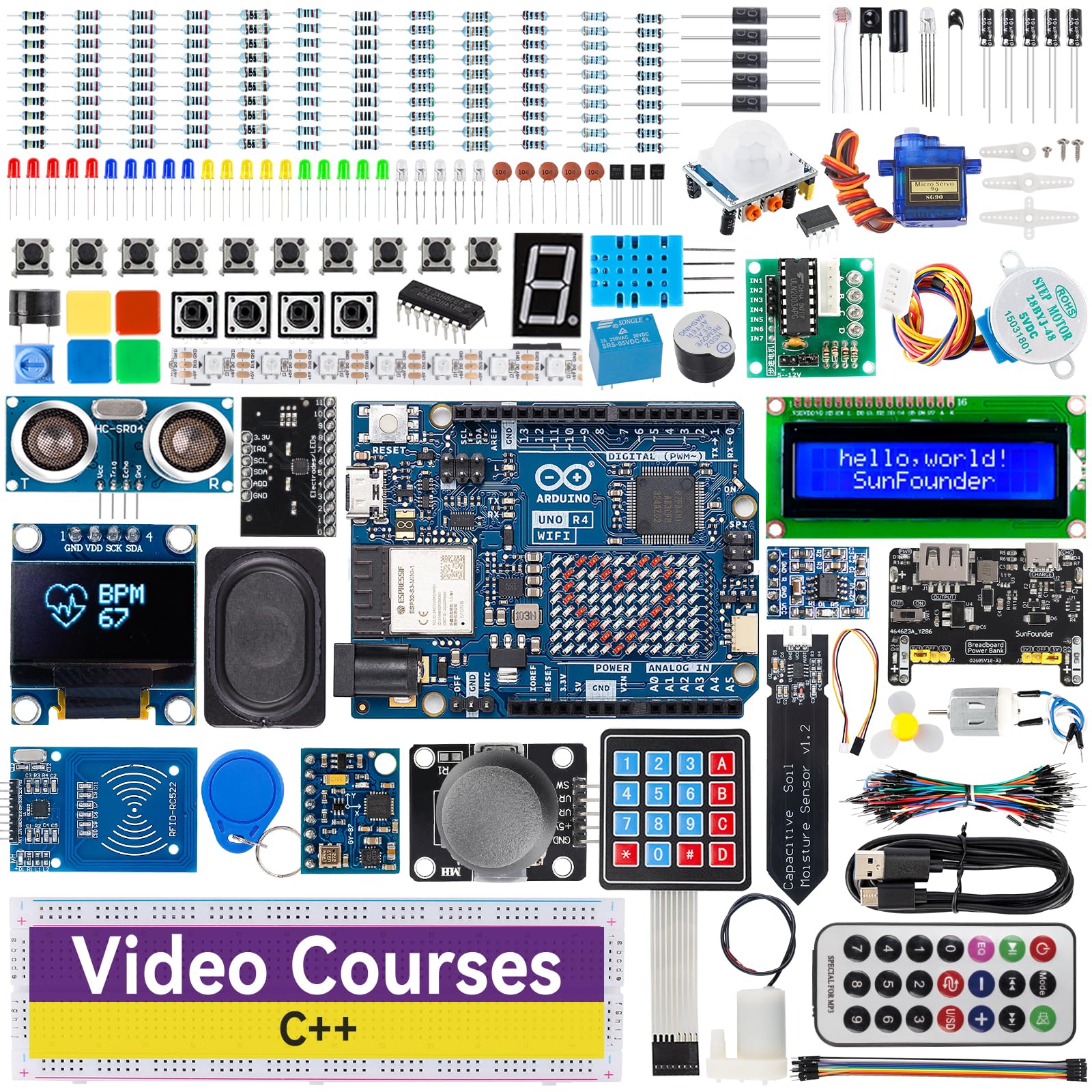 SunFounder Elite Explorer Kit ・ オリジナル Arduino Uno R4 、RoHS 準拠、Bluetooth IoT、スーパースターターキット、充電式バッテリー、技術サポート、オンラインチュートリアル（日本語）＆ビデオコー｜SelectSHOP 岐阜 店 13,528円
