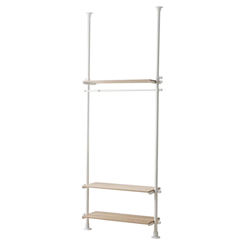 武田コーポレーション 【つっぱり棚・ハンガーラック・収納】 オーク/ホワイト 90&times;24&times;270cm 突っ張りデザインハンガーラック 90 T1-DR90WH｜SelectSHOP 岐阜 店