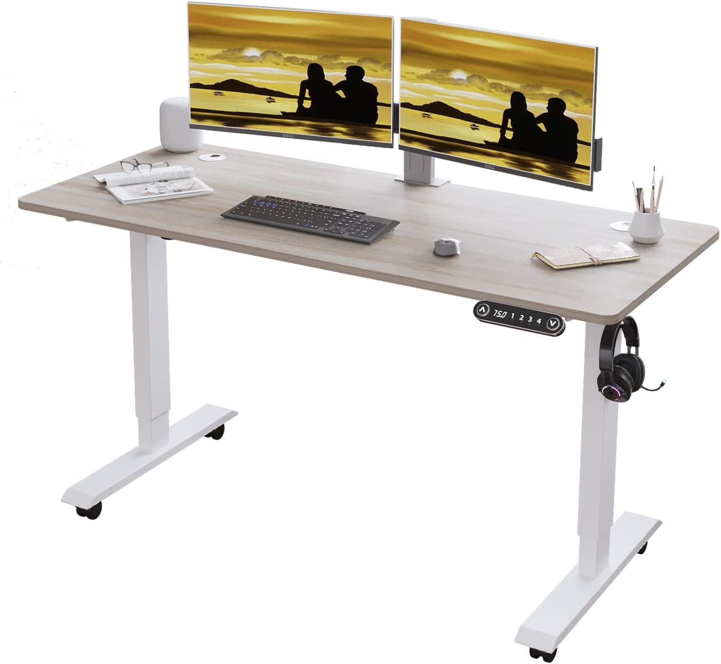 BilBil デスク パソコンラック つくえ 電動昇降式 机 120CM×60CM 電動式スタンディングデスク オフィスワークテーブル 昇降式机 ゲーミングデスク 電動式 高さ 71-117CM 高さ調節可能 メモリー機能付き