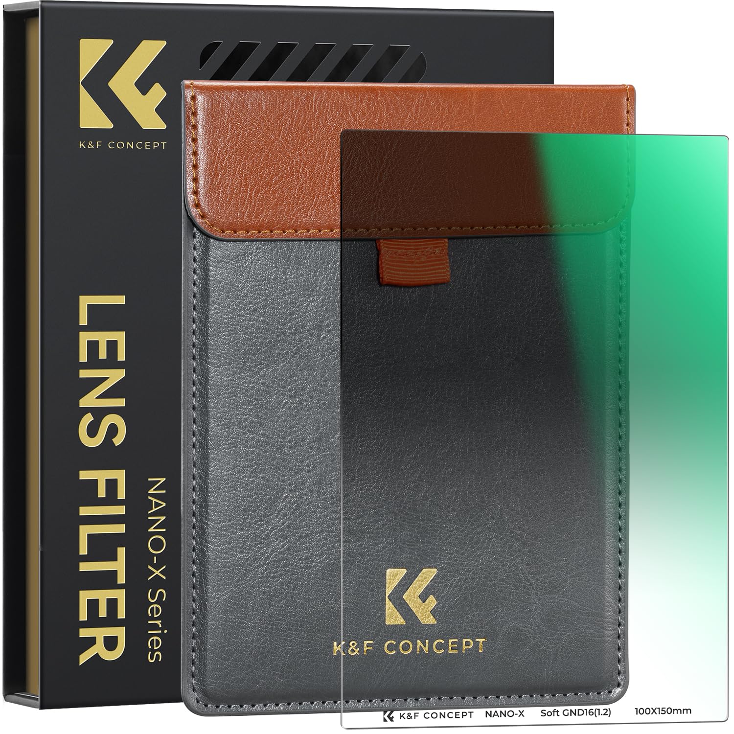 K&F CONCEPT 角型フィルター ハーフNDフィルターGND16 ソフト 明暗差調整 GND1.2 光学ガラス 100*150*2mm