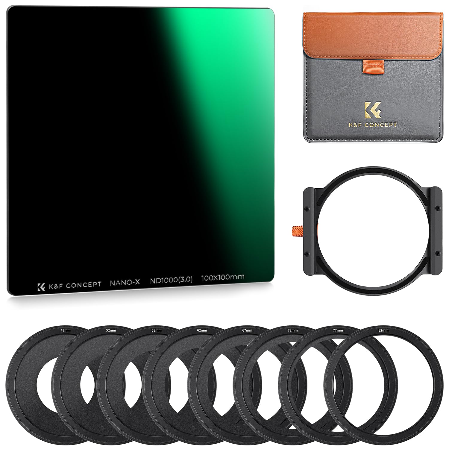K&F CONCEPT 11枚セット ND1000フィルターセット 角型フィルター 100*100*2mm 光学ガラス ホルダー アダプターリング フィルターケース｜SelectSHOP 岐阜 店