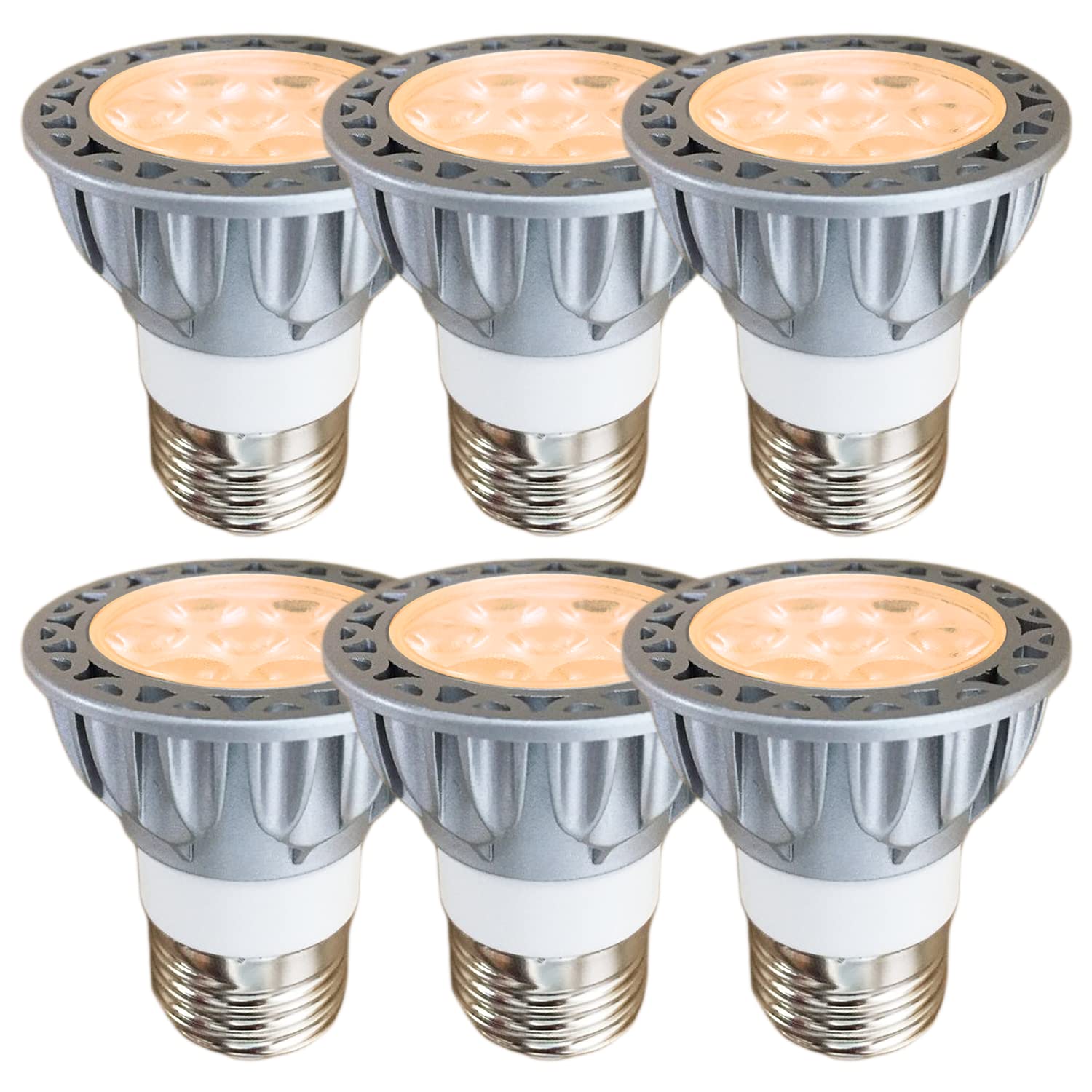 FWAYTECH led電球 e26 調光 5W 中角30度 ハロゲン電球40W?50W相当 ダクトレールLEDスポットライト レフ電球代替 密閉器具対応 (2700K電球色相当, E26口金 調光 (本体銀) 6個)
