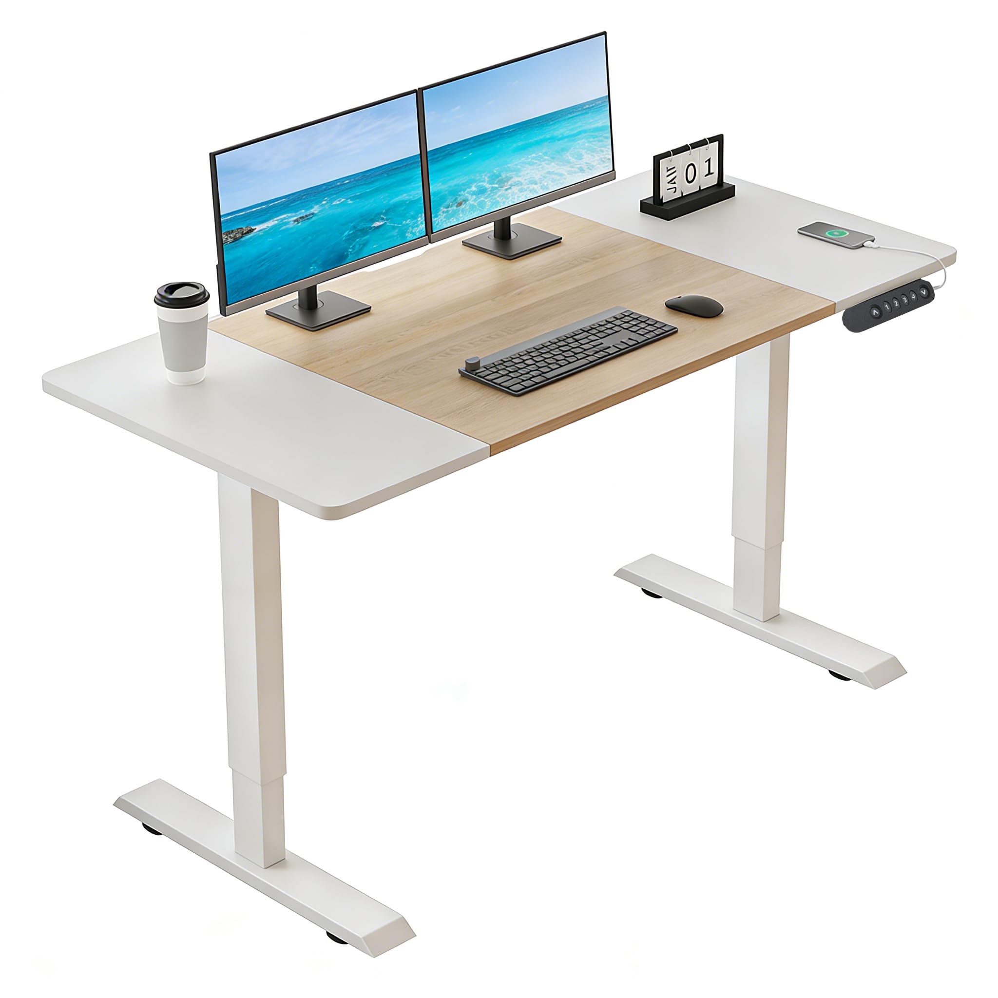 スタンディングデスク 昇降デスク Radlove 電動昇降式パソコンデスク 幅140cm*奥行60cm ゲーミングデスク 机 高さ 69~115CM メモリー機能付き オフィス ワークテーブル 食事 学習/オフィス 勉強机 耐荷重80kg ホワイト (ホワ｜SelectSHOP 岐阜 店