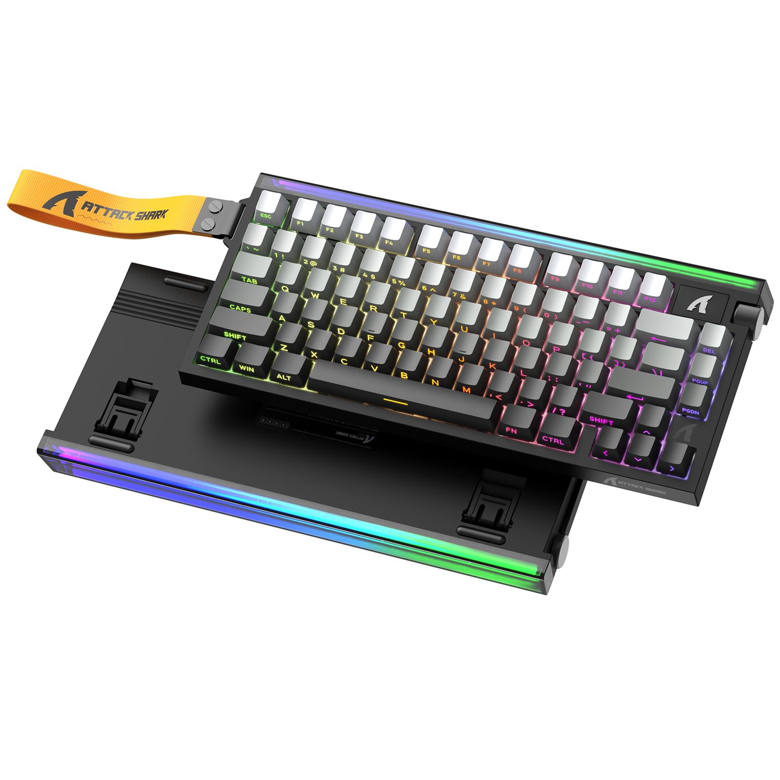ATTACK SHARK R85HE ゲーミングキーボード 有線 ラピッドトリガー キーボード 8000Hz ポーリングレート 磁気スイッチ RT0.005mm RGB キーボード 75%レイアウト ノブ付き 1600万色RGBムードライト搭載 PBTキー