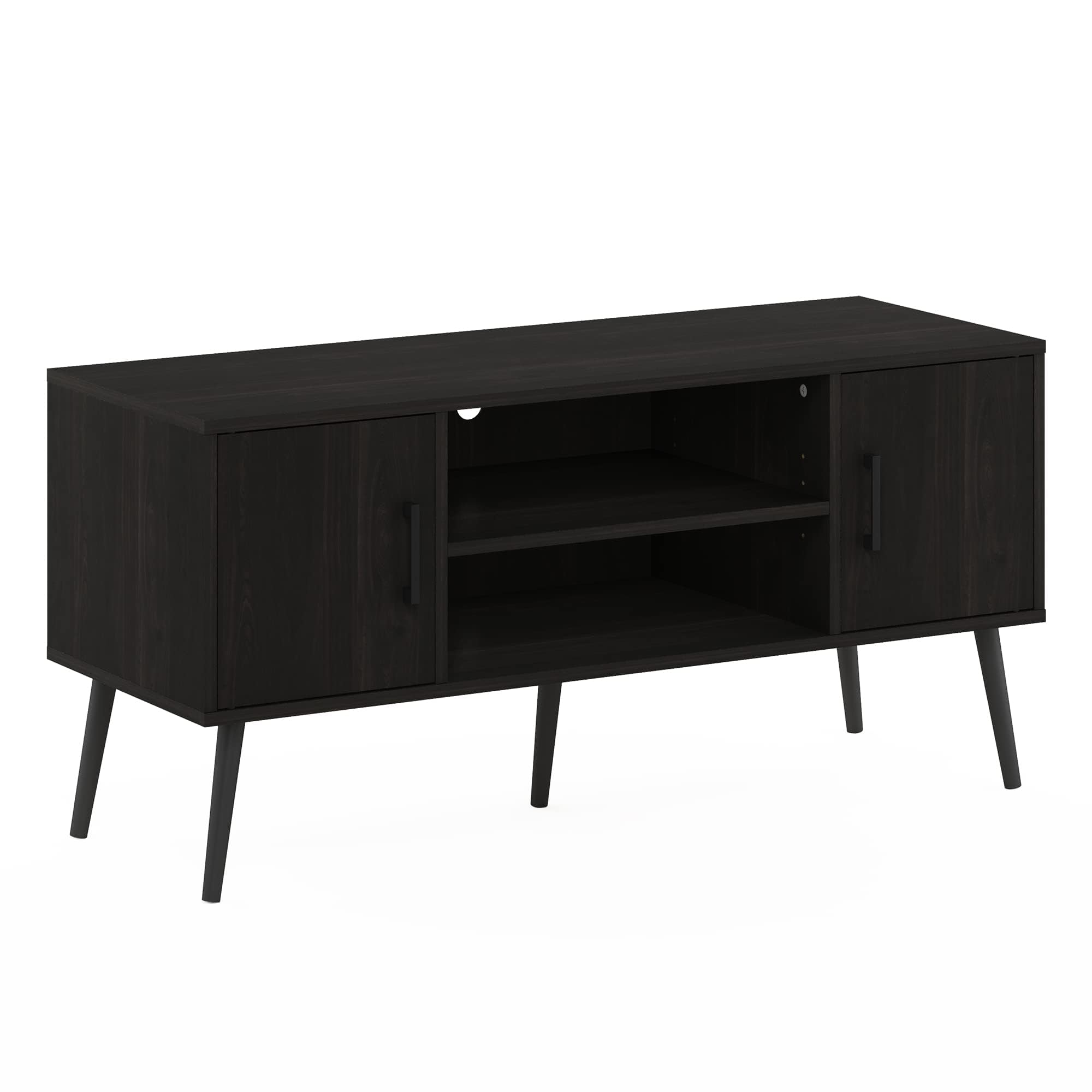 フリノ(Furinno) Claude Mid Century Style テレビ台 エスプレッソ 50インチまでのテレビサイズ対応 木製脚 キャビネット2台 【日本正規輸入品】