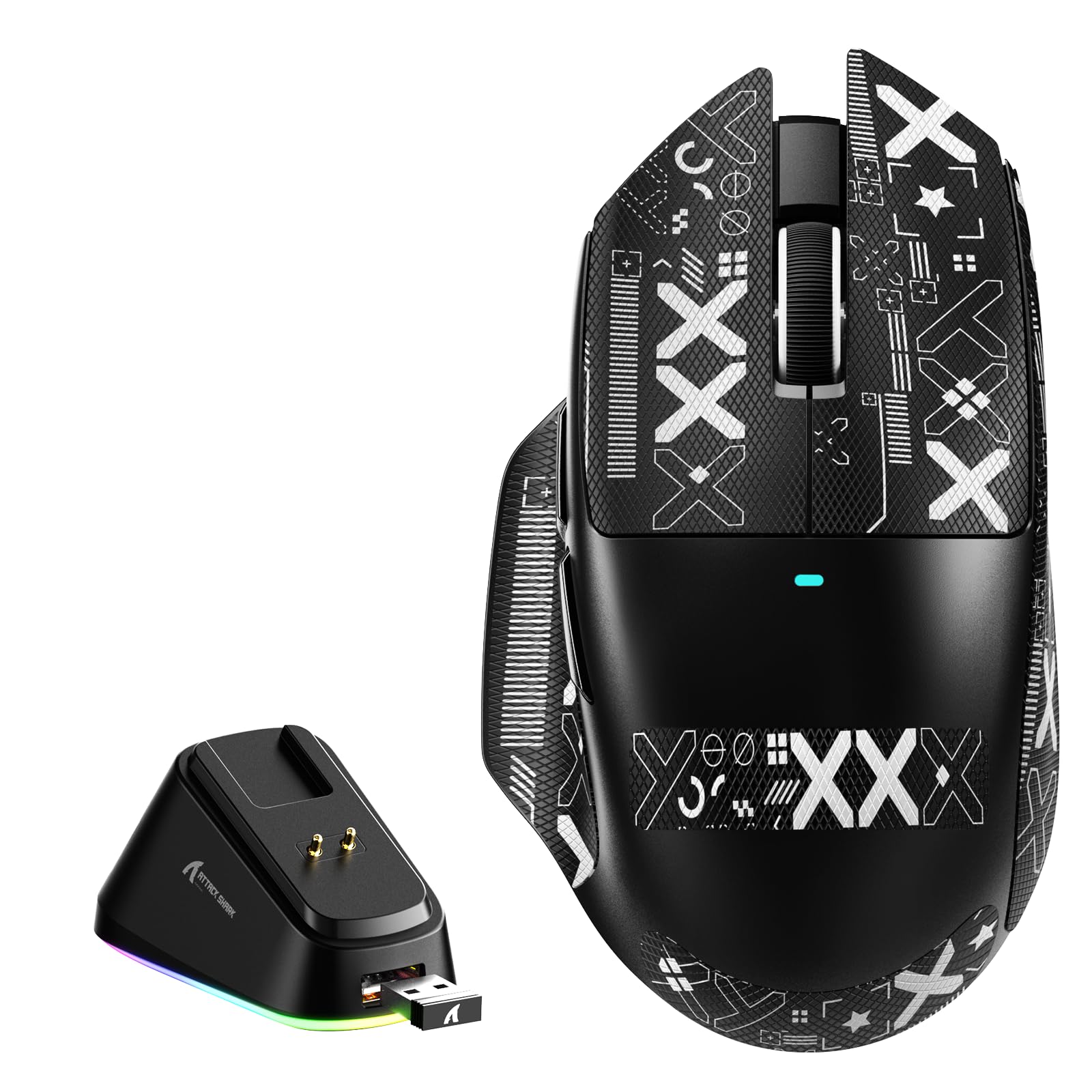 ATTACK SHARK V6 ゲーミングマウス 3モード ワイヤレス Bluetooth/2.4GHz/有線 軽量 65g超軽量 BK52820 高性能チップ搭載 PAW3311光学センサー最大25,000 DPI 40G加速度 磁気充電ドック付属 微動