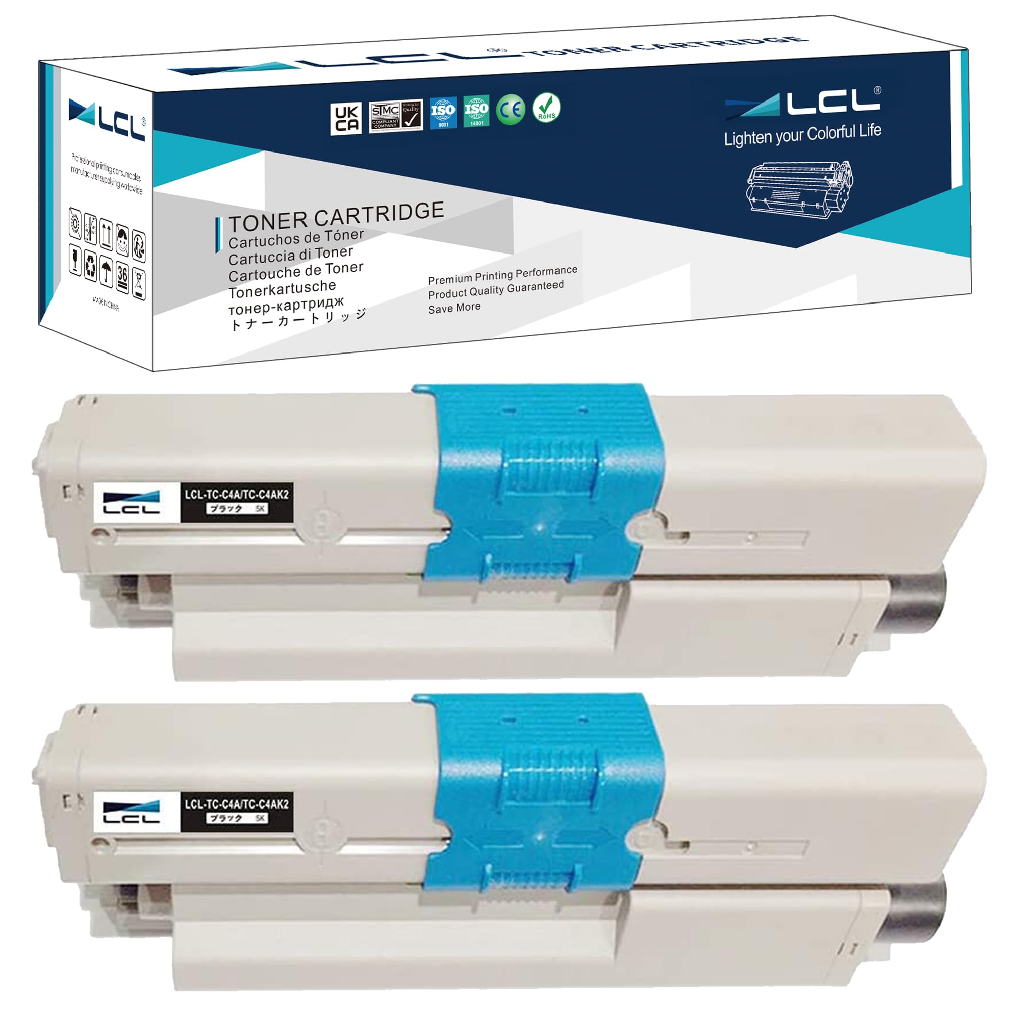LCL (2パック ブラック） OKI用 TC-C4A TC-C4AK2 互換トナーカートリッジ 対応機種：OKI C332 /MC363/C332dn/MC363dn/C332dnw/MC363dnw