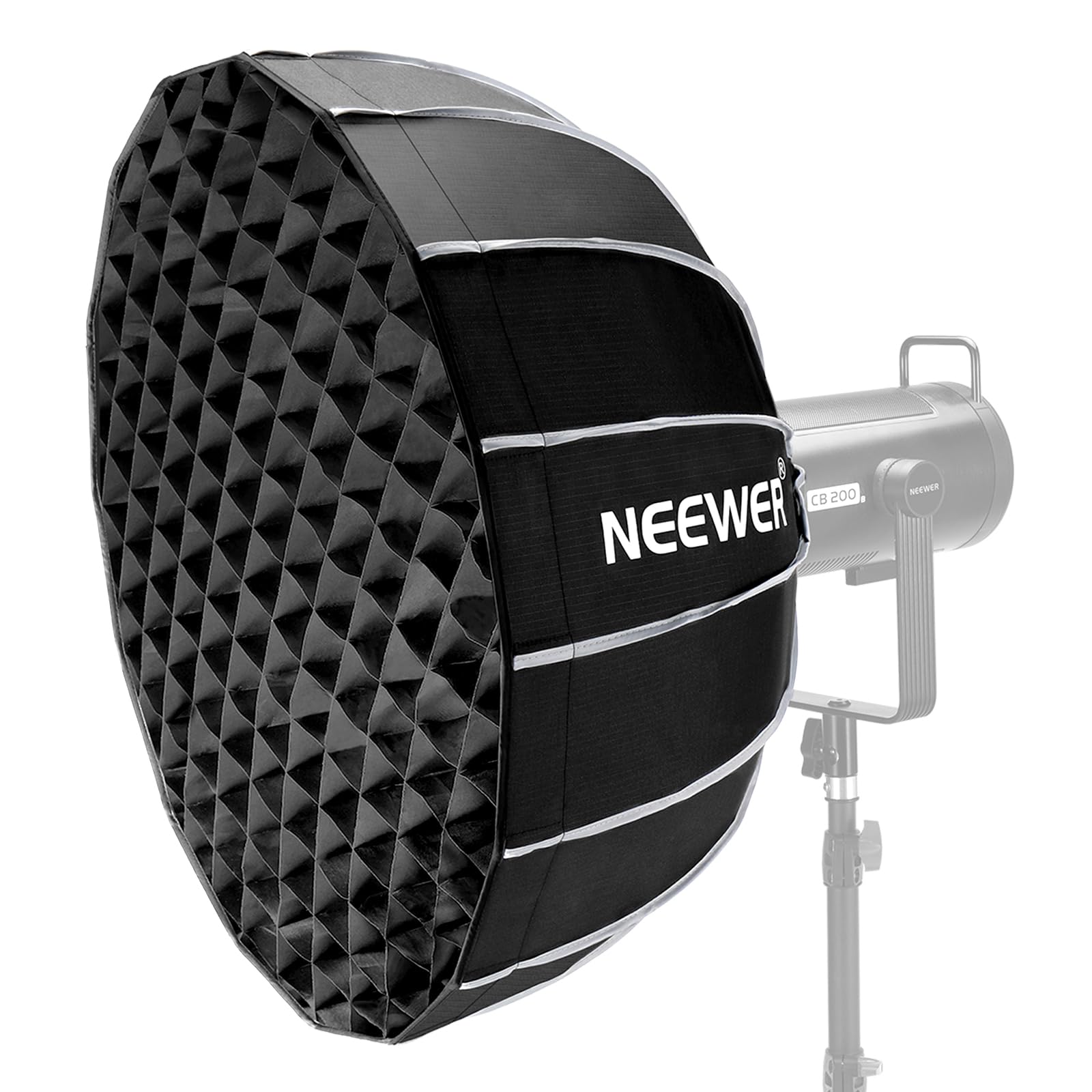 NEEWER 65cm パラボリックソフトボックス 放物線 傘型 クイックセットアップ 折りたたみ Bowensマウント 金属製ビューティーディッシュ/ディフューザー/グリッド/バッグ付き コンパチブ Aputure Godox NEEWER CB200B