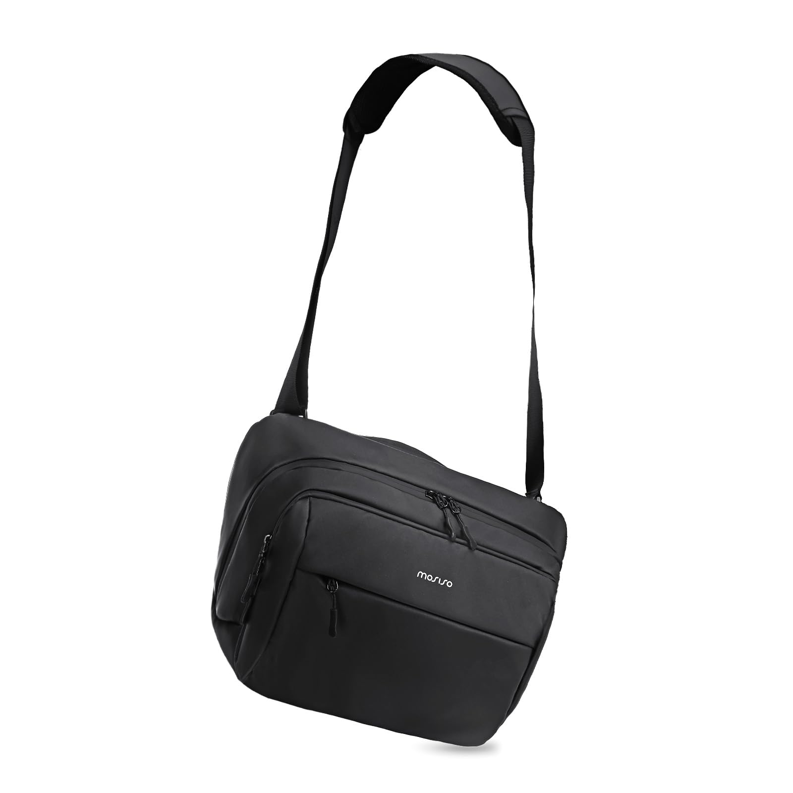 MOSISO カメラバッグ スリング ショルダー クロスボディバッグ DSLR/SLR/ミラーレスカメラ用、耐水 三脚ホルダー ＆ レインカバー付き 多機能 パッド入り(ブラック)