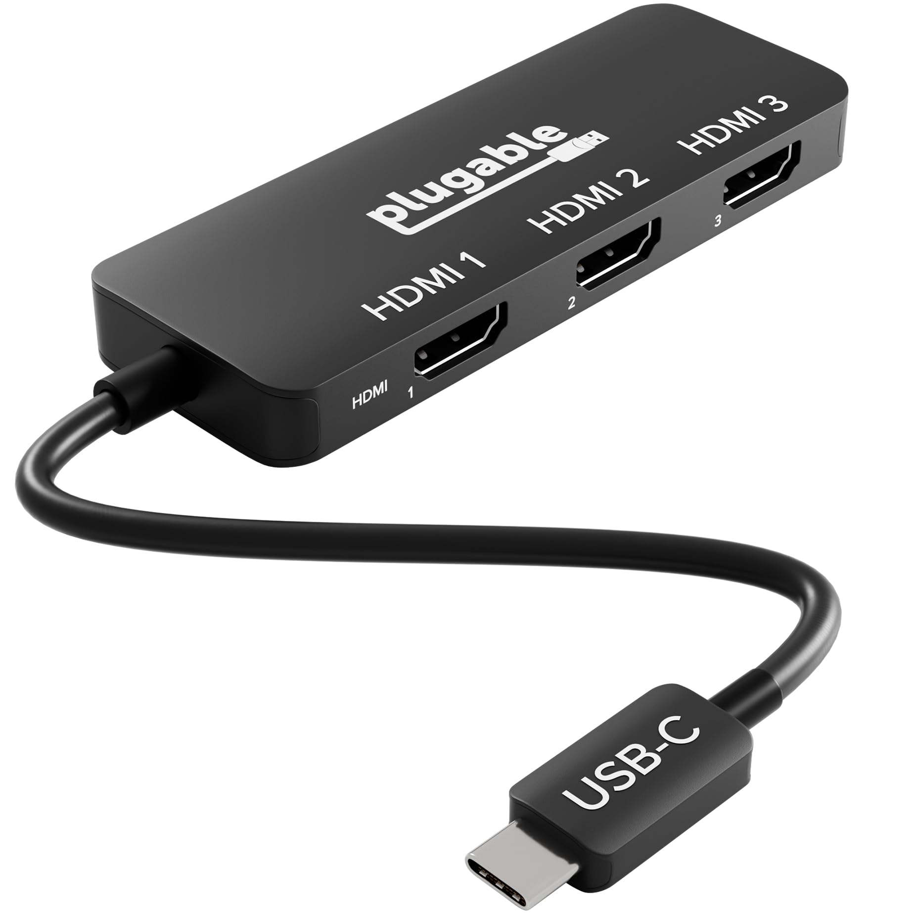Plugable USB-C to HDMI マルチモニターアダプター、トリプル 4K60 ディスプレイ対応、ドライバ不要 MST ハブ (Windows/Chrome OS対応)、USB-C、Thunderbolt、USB4、ノートPC用、複数HDMIポ