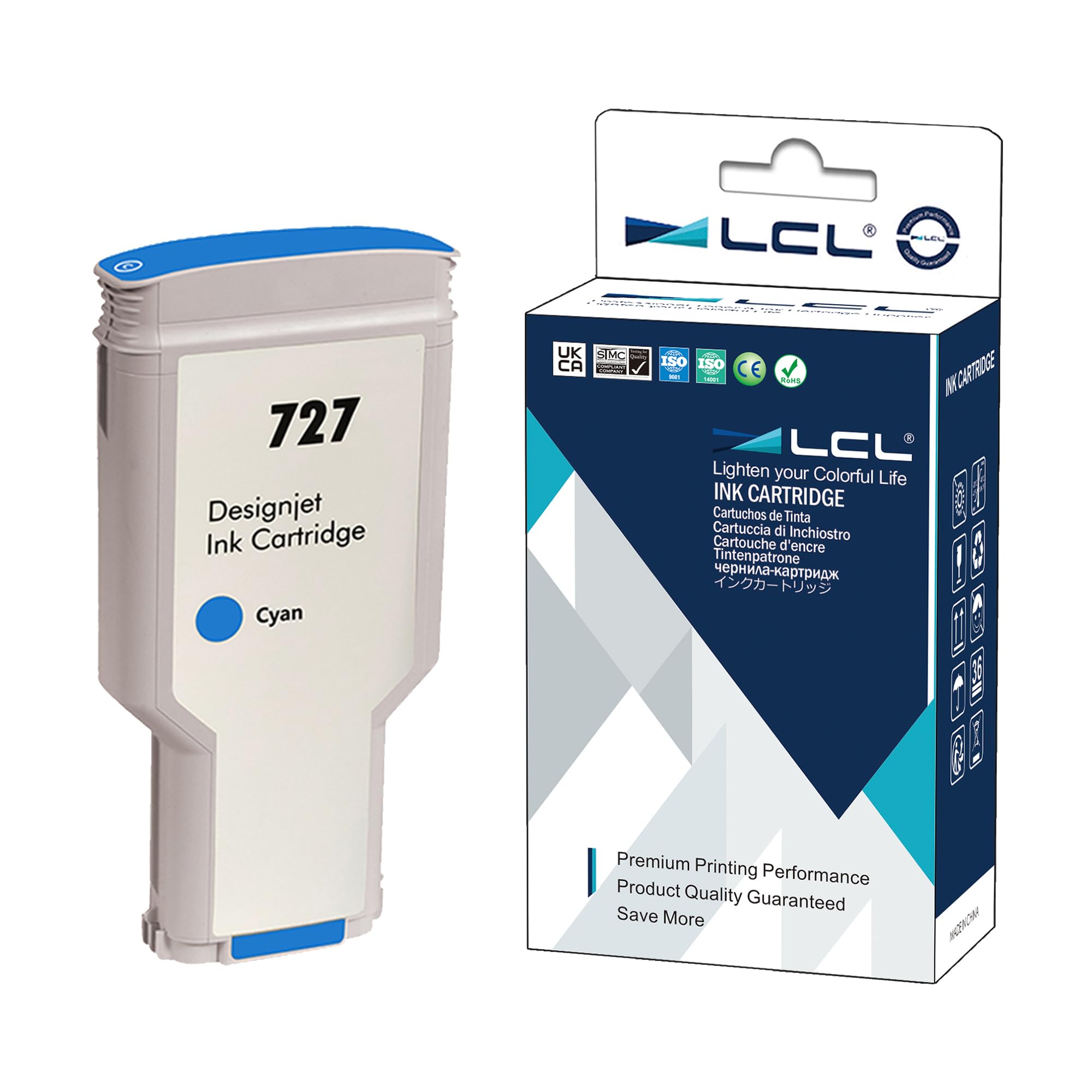 LCL HP用 727 XL F9J76A B3P19A 300ML 大容量 互換インクカートリッジ （1パック シアン） 対応機種：DesignJet T1500 T2500 T2530ps T920 T930 T1530 PostScript Prin