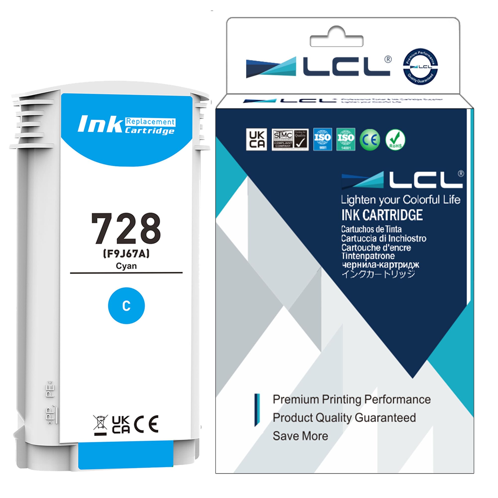 LCL HP用 728 F9J67A 130ML 大容量 (1パック シアン) 互換インクカートリッジ 対応機種：HP DesignJet T730 36-in Printer DesignJet T830 24-in MFP DesignJet T830