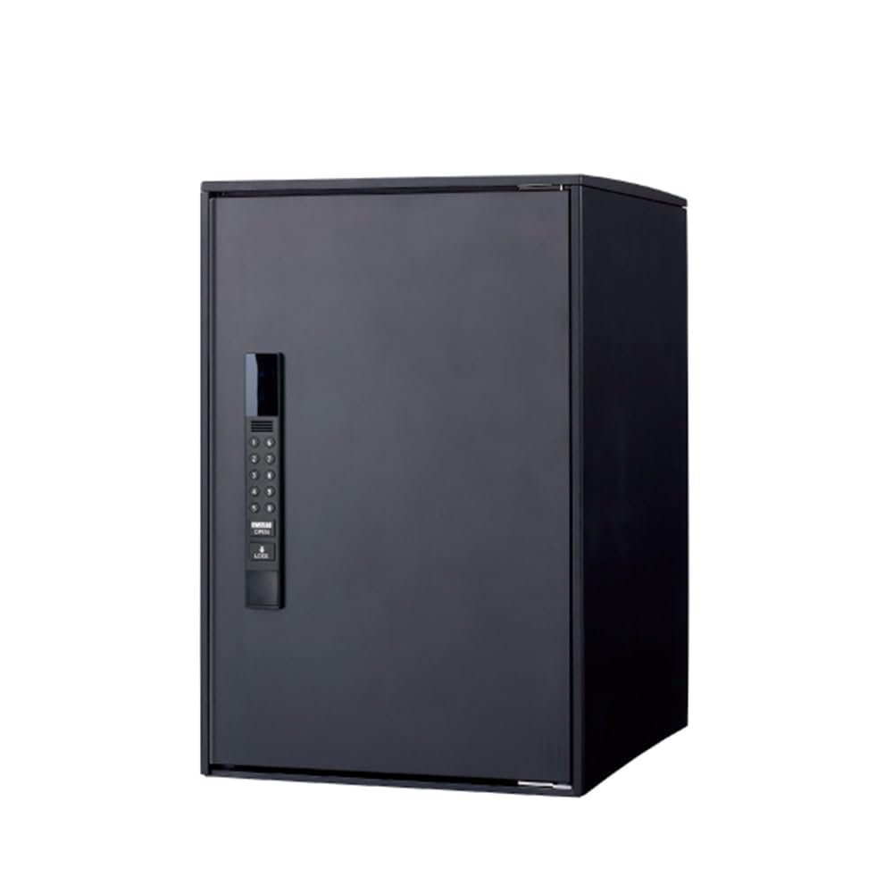 パナソニック 宅配ボックス e-COMBO Light (イーコンボライト) CTN6220RB ミドルタイプ (高さ59cm) マットブラック 〈前取出し 右開き〉 後付け用 電池式(電池別売) 電子錠 テンキー 非常用キー付属 簡単設置 受取 発送 返