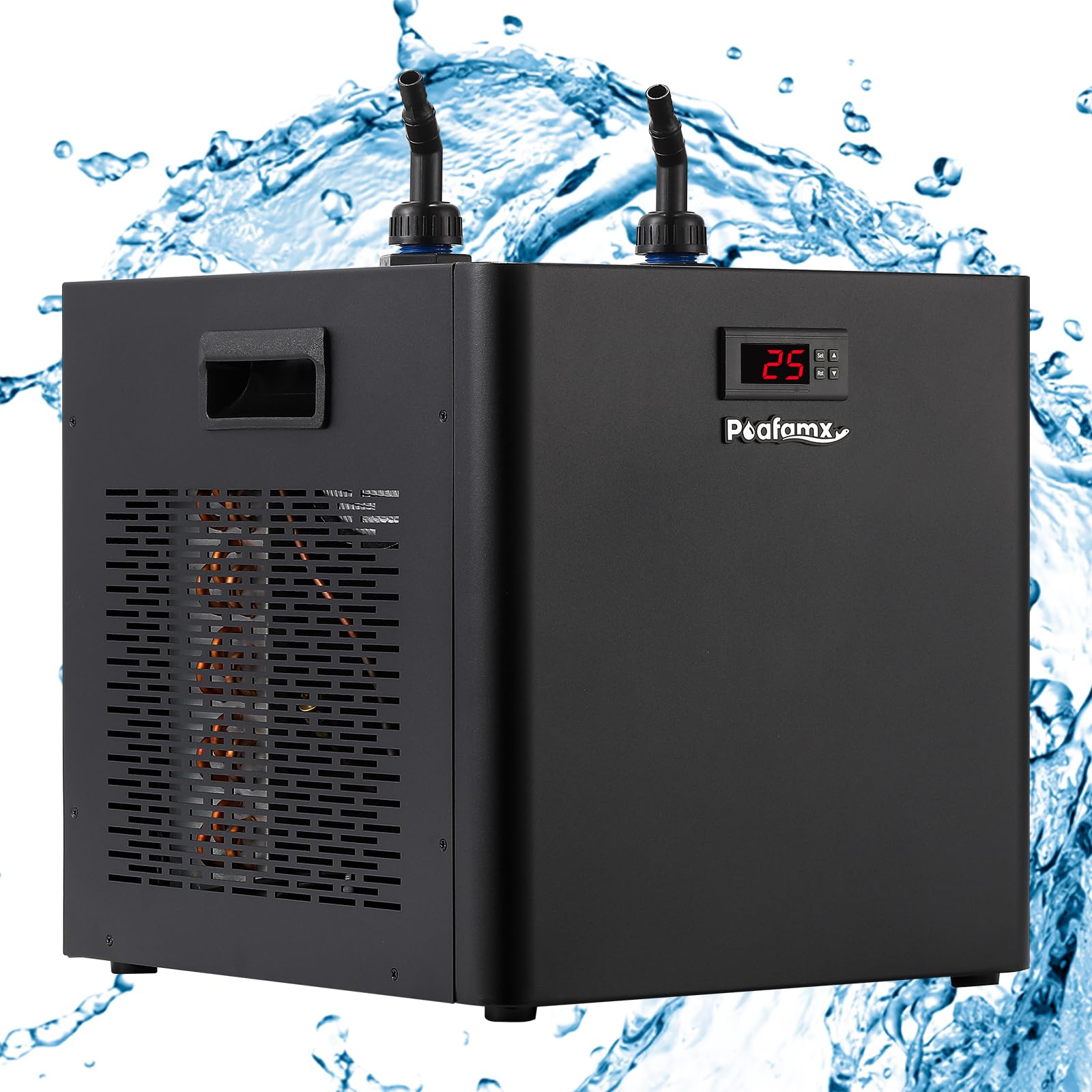 Poafamx 水槽クーラー 500L 18-26℃調整可能 水冷設備 パイプ付き ウォーターポンプ付き 日本語取り扱い説明書付き デジタル表示 恒温 低ノイズ 省エネルギー 環境保護 家庭用/水族館/魚屋/養魚場/ホテル 110V|SelectSHOP 岐阜 店