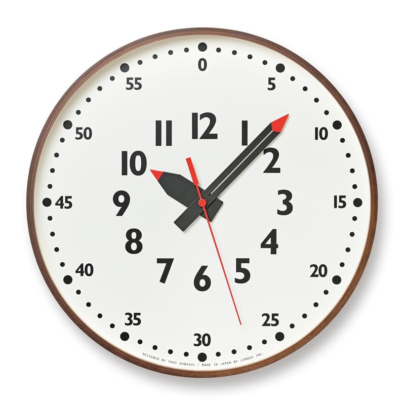 レムノス 掛け時計 アナログ 知育時計 天然色木地 茶 fun pun clock ふんぷんくろっく YD14-08 L BW Lemnos|SelectSHOP 岐阜 店