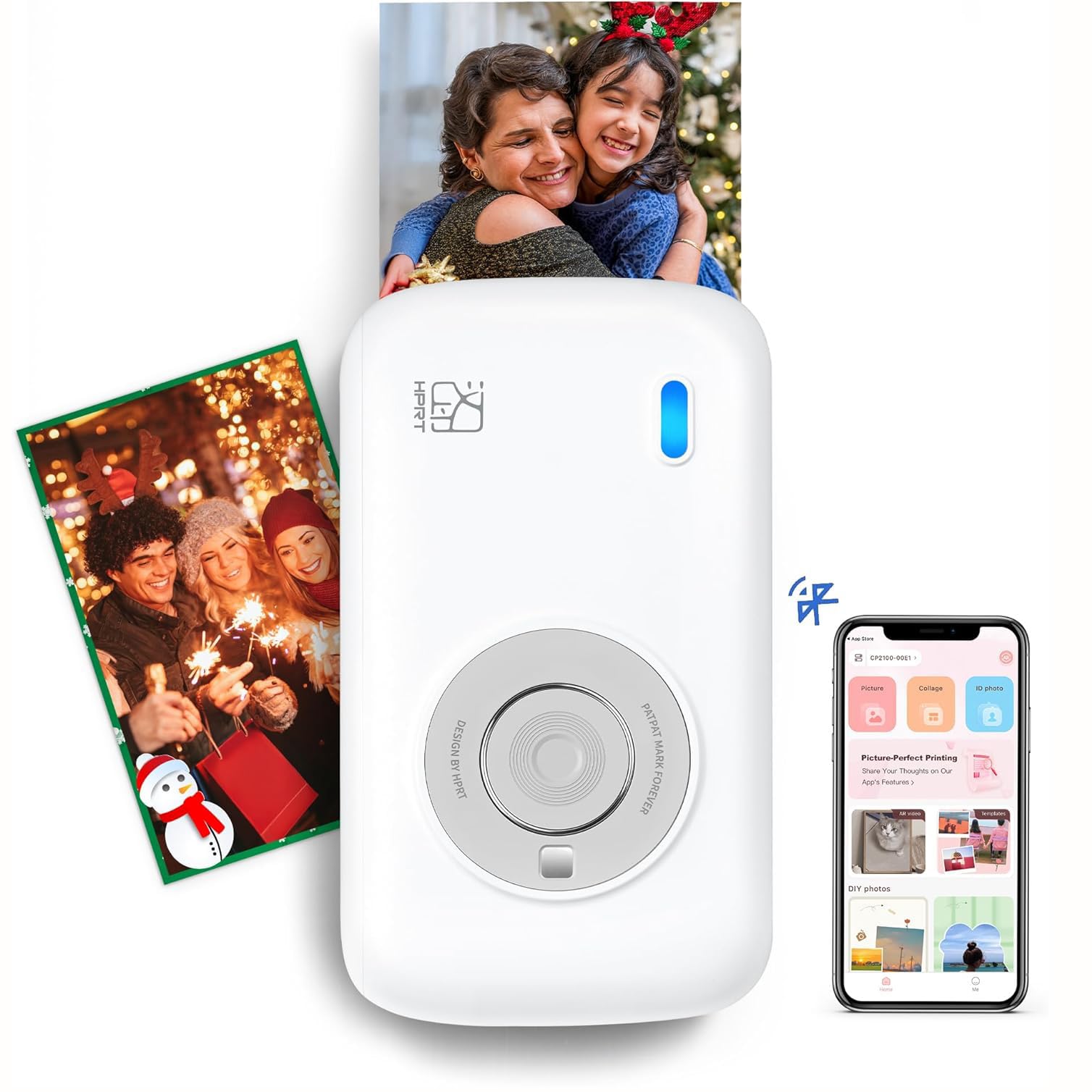 HPRT CP2100 フォトプリンター ミニ スマホ写真プリンター フォトプリンタ モバイル ポータブル インスタントフォトプリンター かわいい フォトアルバム 旅行 贈り物(プリンター1台 + フォト用紙10枚) 灰色