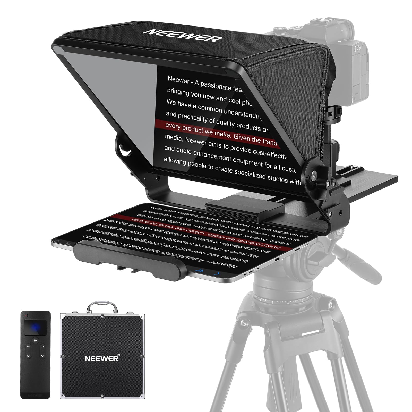 NEEWER プロンプター X12II iPad/タブレット用 アルミ合金製 RT113リモートとNEEWER Teleprompter App制御 Arca型カメラマウント/コールドシュー付き オンライン教育/生放送に適用 組立不要|SelectSHOP 岐阜 店