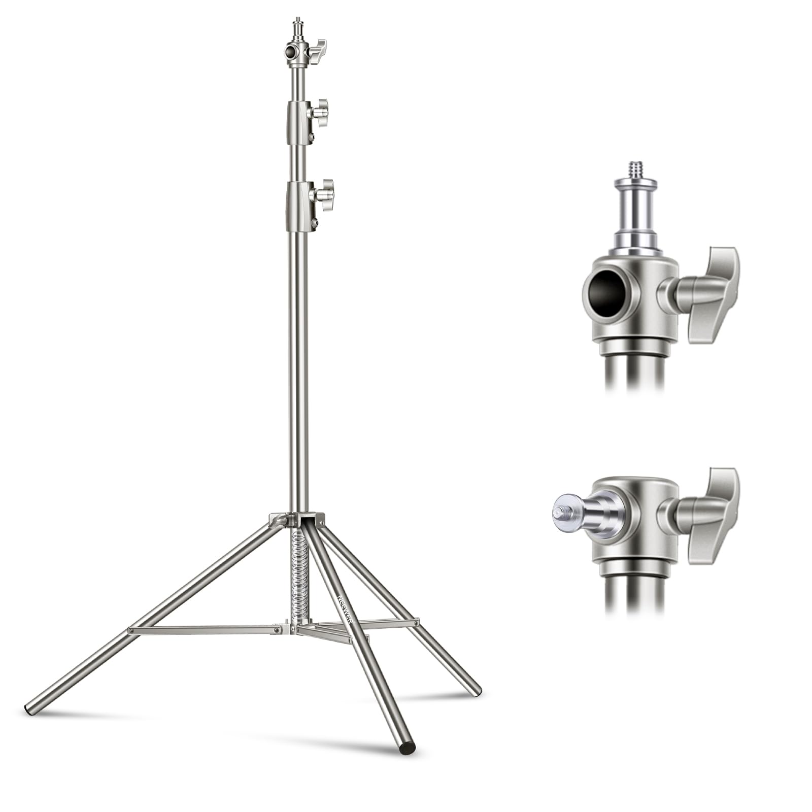 NEEWER 2.8m ステンレス製ライトスタンド スプリングバッファー耐荷重写真三脚スタンド 1/4\