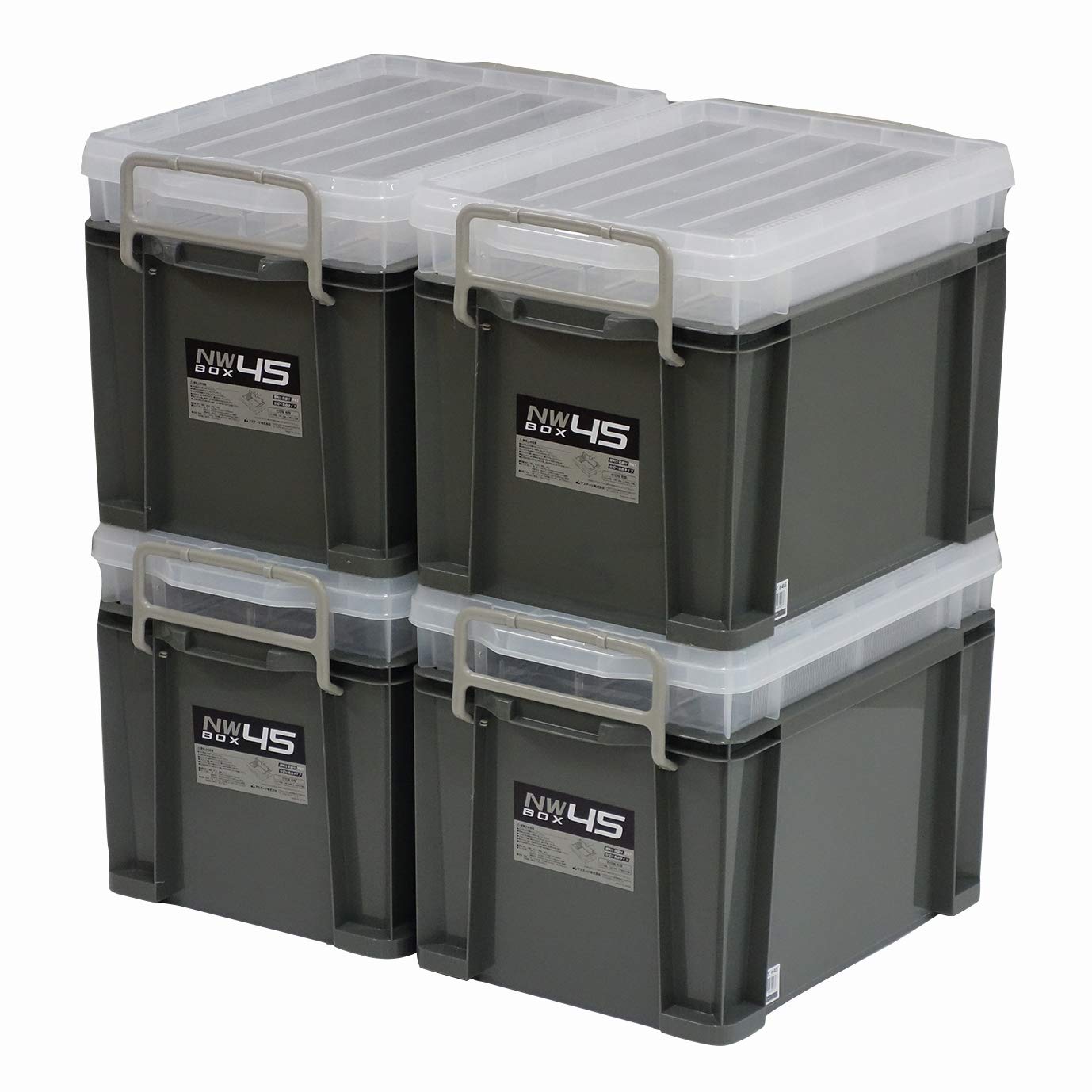 JEJアステージ 収納ボックス NWボックス #45 グレー 奥行54.5×高さ39×幅37.9cm 4個セット アウトドア カー用品 収納 ホビー DIY