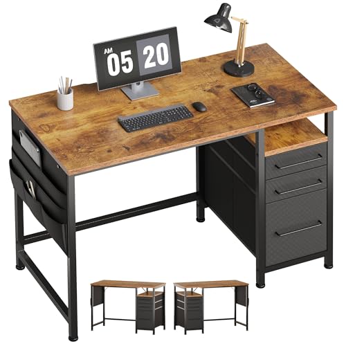 【美品】パソコンデスク 机 引き出し 幅100cm ダークブラウン Amazon | ワークデスク 幅100cm パソコンデスク 引き出し付き