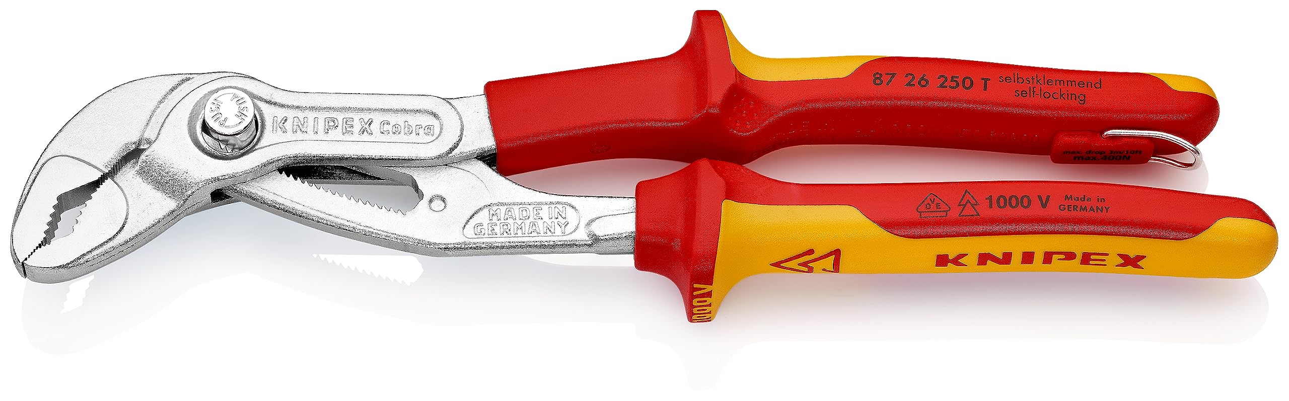 クニペックス (KNIPEX) ウォーターポンププライヤー KNIPEX 8726-250TBK 絶縁コブラ 1000V 落下防止 (BK) 8726-250TBK|SelectSHOP 岐阜 店