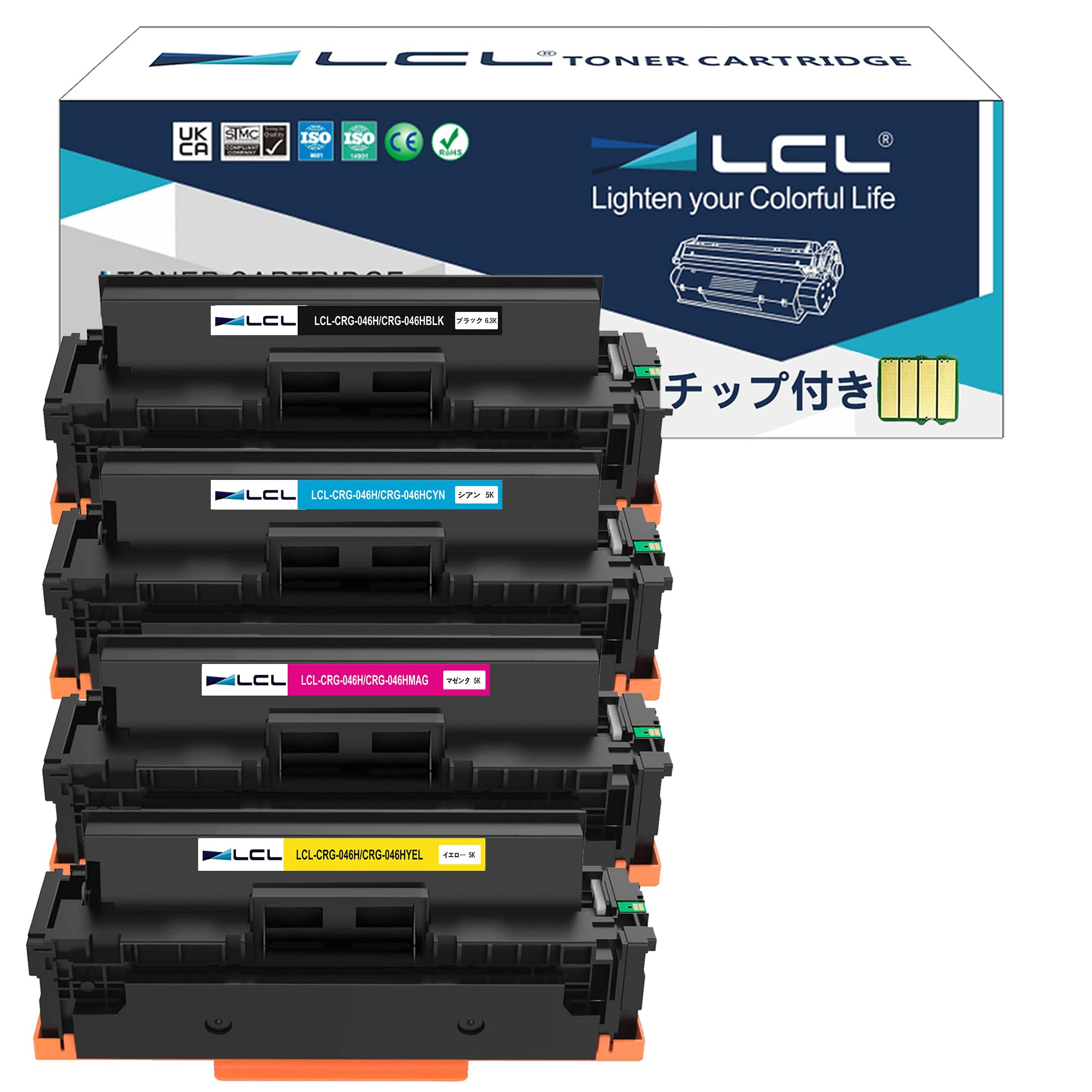 LCL Canon用 046 CRG-046 CRG-046H CRG-046BLK CRG-046HBLK CRG-046HCYN CRG-046HYEL CRG-046HMAG 大容量（4色セット） 互換トナーカートリッジ 対応機種：Canon i-S｜SelectSHOP 岐阜 店