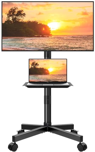 KKTONER モバイルテレビカート テレビスタンド キャスター付き 23~60インチ LCD LED対応 高さ調節可能 棚板付き 最大VESA 400x400mm 移動可能 テレビトロリー 耐荷重40kg