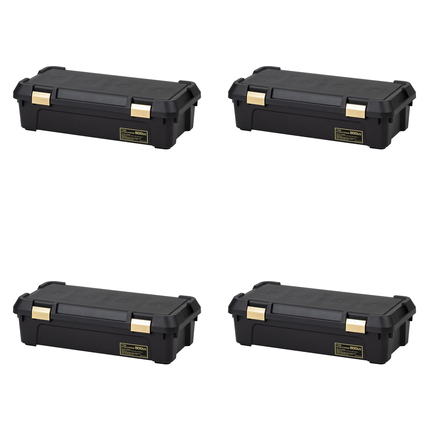 JEJアステージ(JEJ Astage) 劣化が少ない 収納ボックス 日本製 耐荷重 80kg 積み重ね 耐候性材料使用 [スタッド アクティブストッカー 800GS] 4個セット幅80×奥行38×高さ22.5cm アウトドア キャンプ 踏台 車載