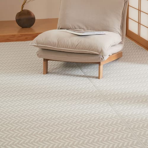萩原 洗える い草風カーペット グレー 江戸間8畳 約348X352cm 「パスラッシュ」 ラグ 花ござ 子供部屋 ペット 保護 パステルカラー|SelectSHOP 岐阜 店