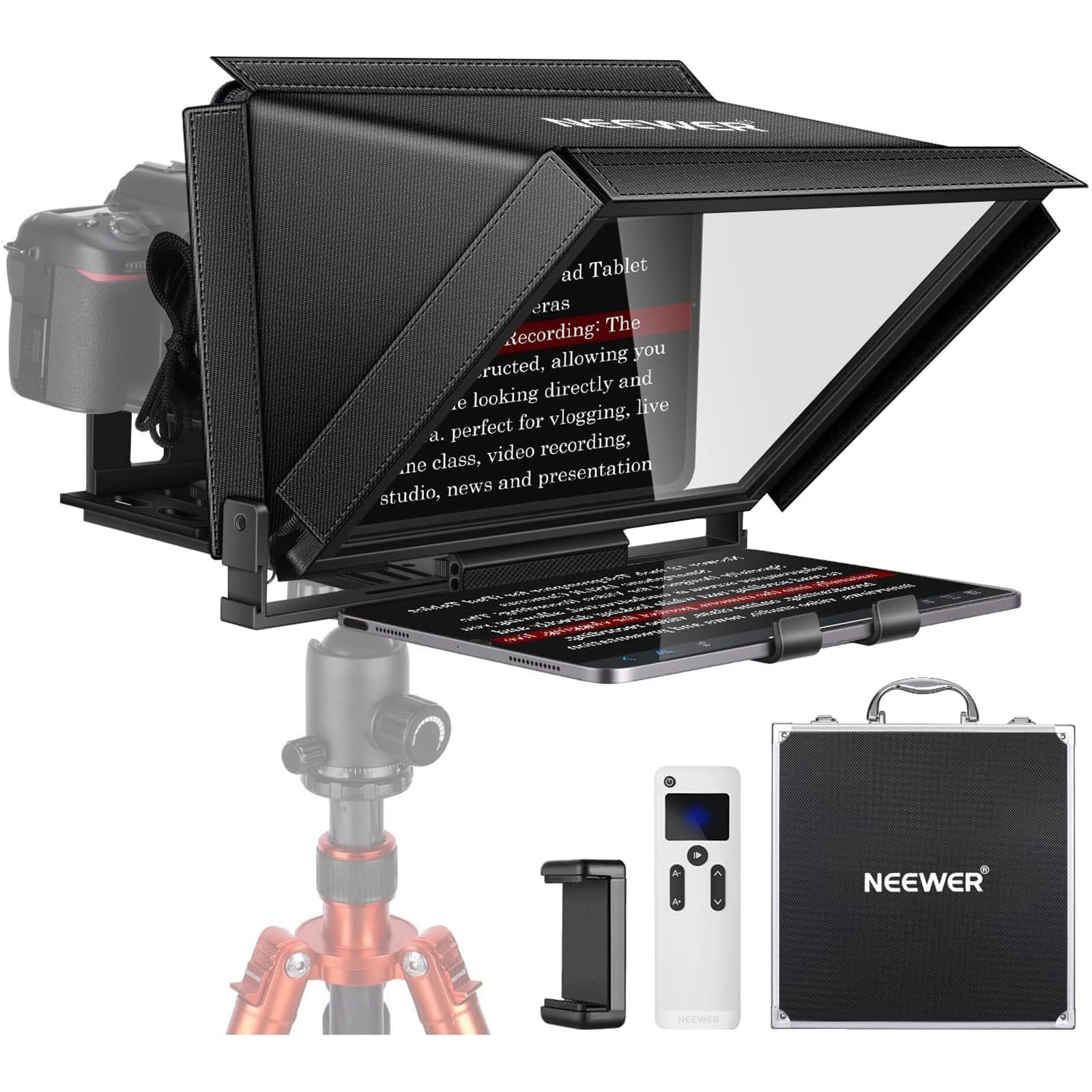 NEEWER X12 14インチ テレプロンプター アルミニウム合金製 iPad タブレット スマートフォン DSLRカメラに対応 リモートコントロール キャリーケース付き アプリ iOS/Androidに対応 オンライン教育/ビデオブロガー/生放送に適用|SelectSHOP 岐阜 店